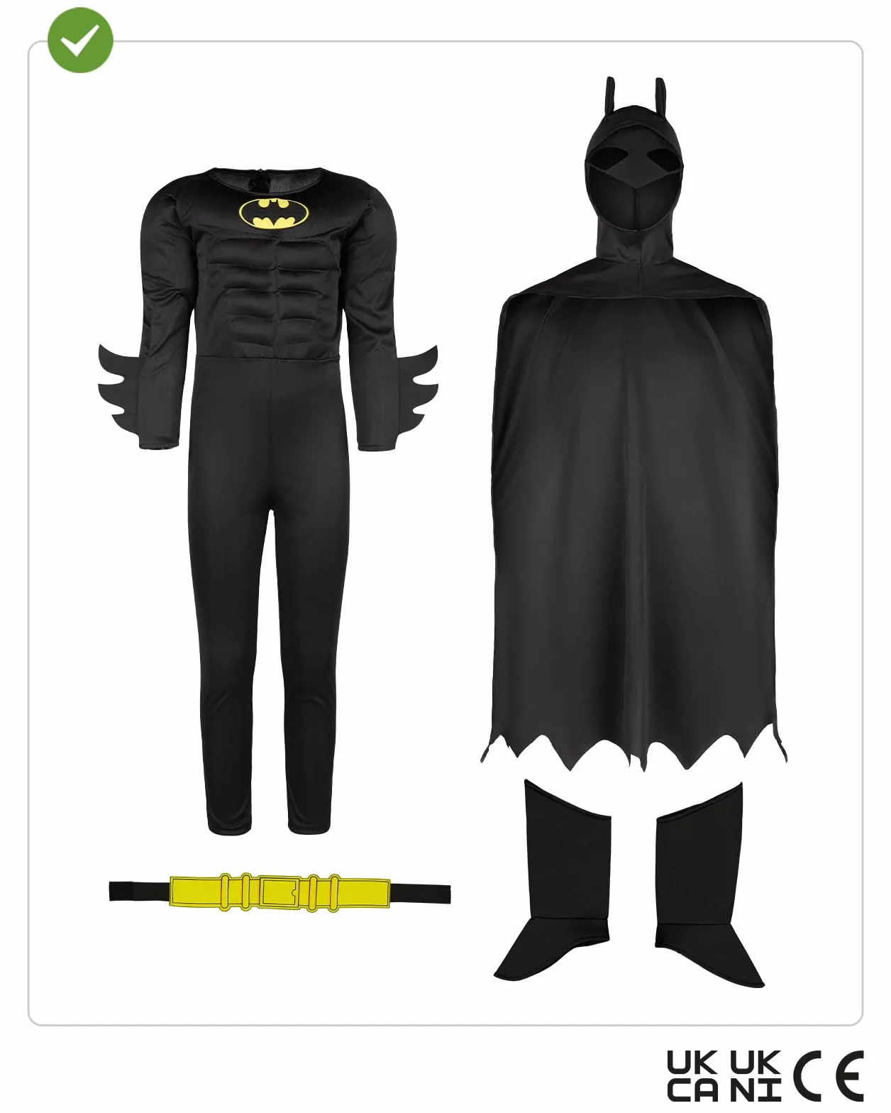 Funidelia | Kostium Batman dla chłopca The Dark Knight Superbohaterowie DC Comics Nietoperze - Strój dla dzieci i zabawne akcesoria na imprezy karnawał i Halloween - Czarny