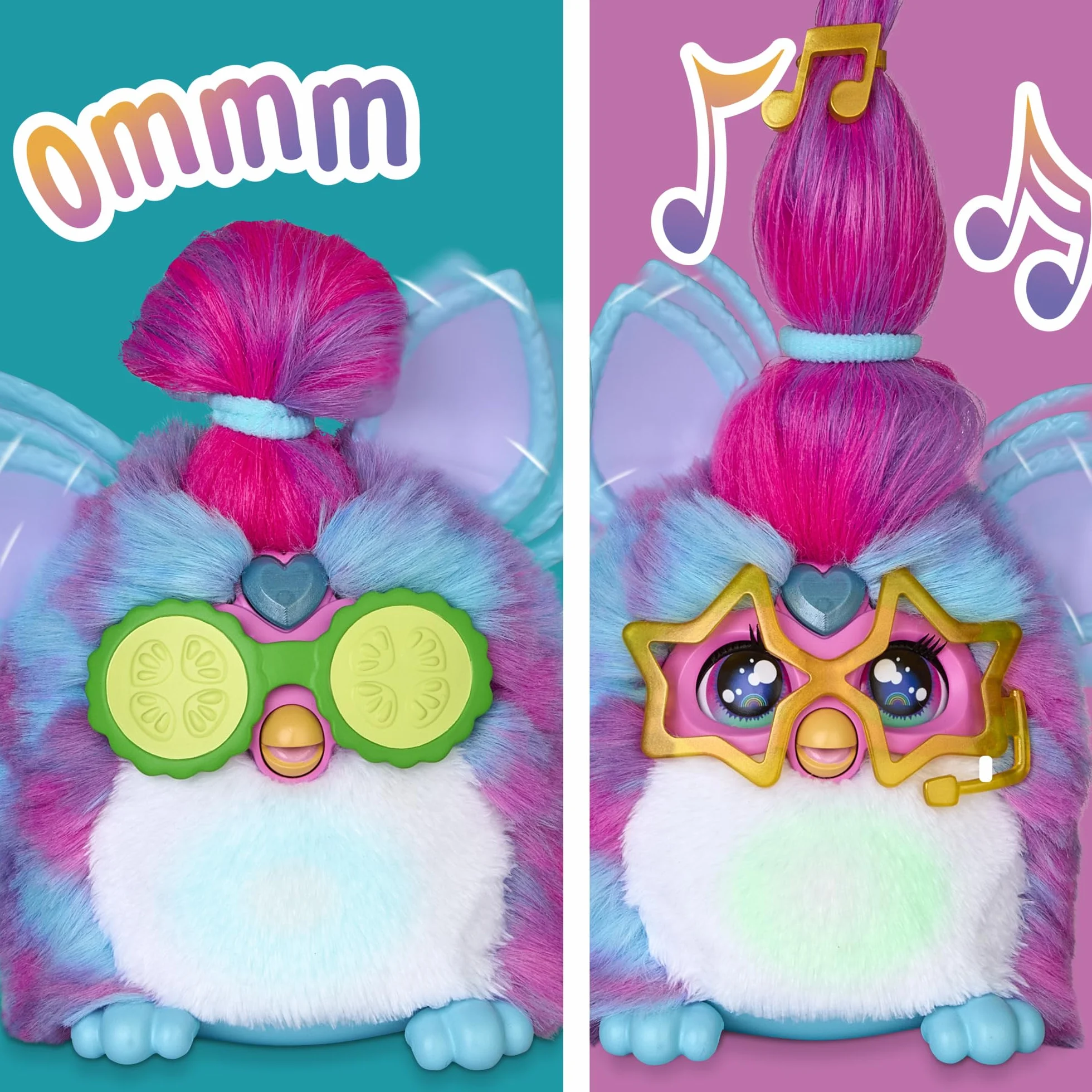 Interaktywna pluszowa zabawka elektroniczna Furby Vibes Blue Razz dla dziewczynek i chłopców w wieku od 6 lat