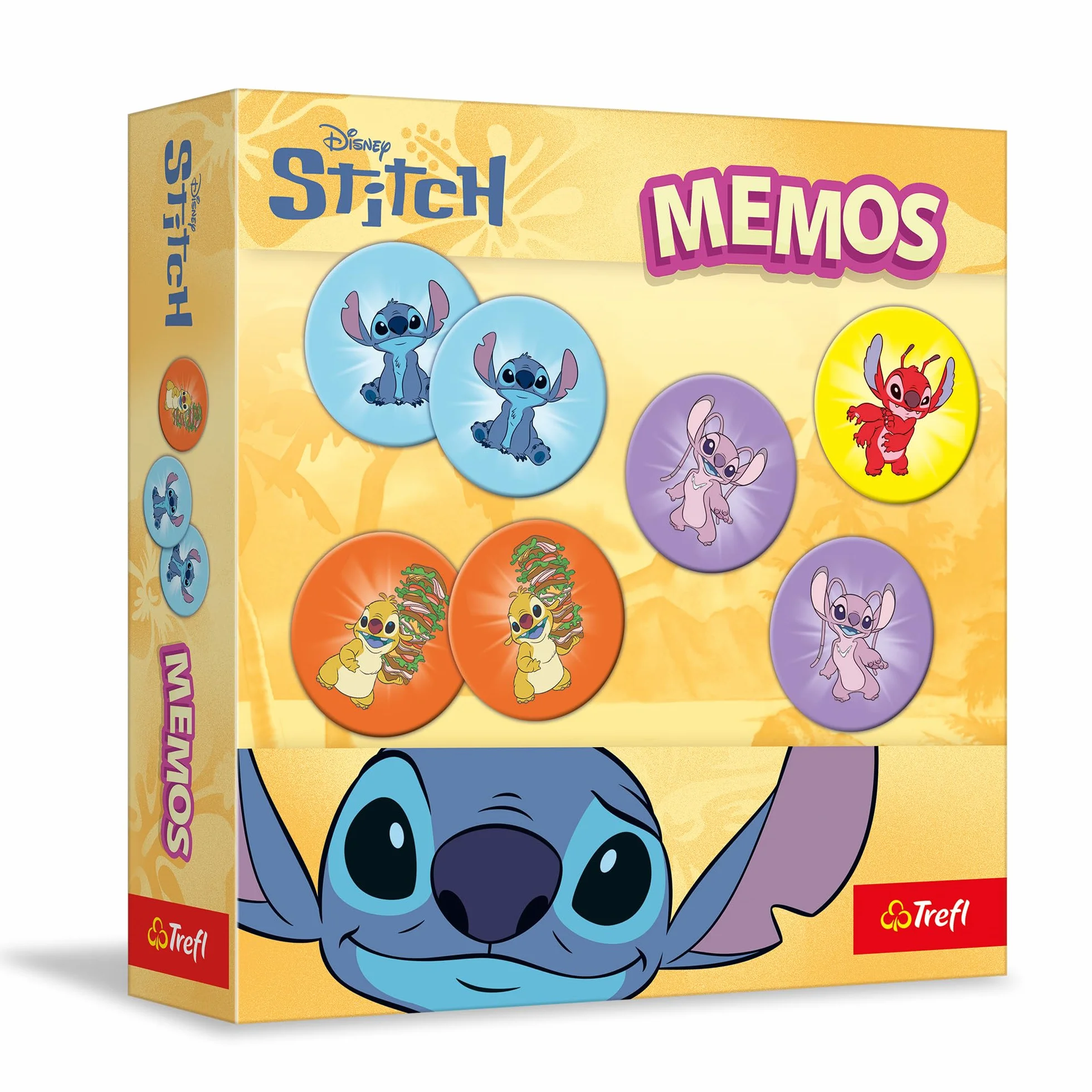 Trefl - Memos Lilo&Stitch - Gra Pamięciowa dla Maluchów, Odnajdywanie Par Obrazków, Memory z Bohaterami Bajki, dla Dzieci od 3 lat