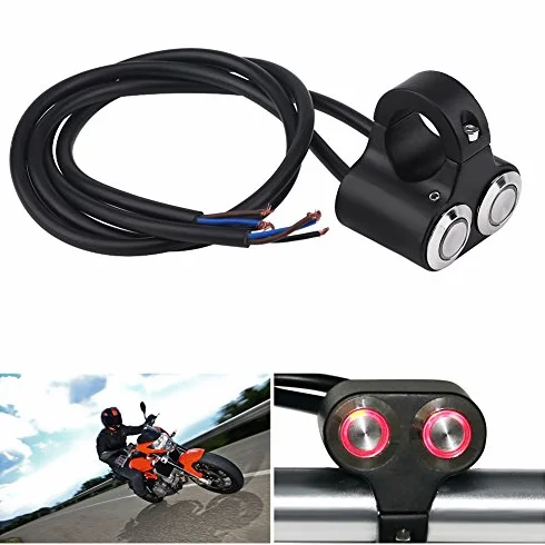 przełącznik kierownicy przełącznik sterujący kierownicy motocykla włączanie/wyłączanie ręczny przycisk powrotu 7/8 cali 22 mm uniwersalny przełącznik reflektorów wskaźnik LED ze stopu aluminium (typ