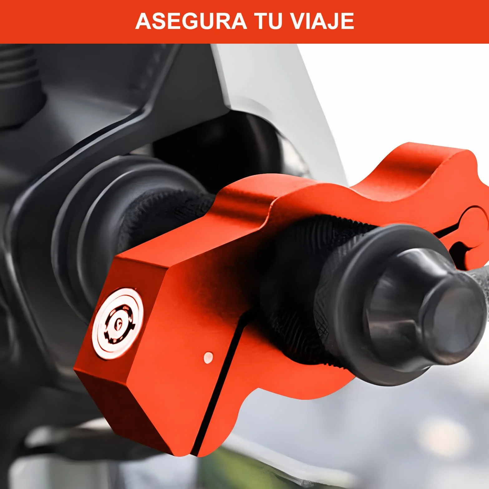 Heavy Duty Motorcycle Lock, Alloy Aluminum Anti-Theft, One Touch Lock Clip for Motorbikes, Scooters, Off-road, Red