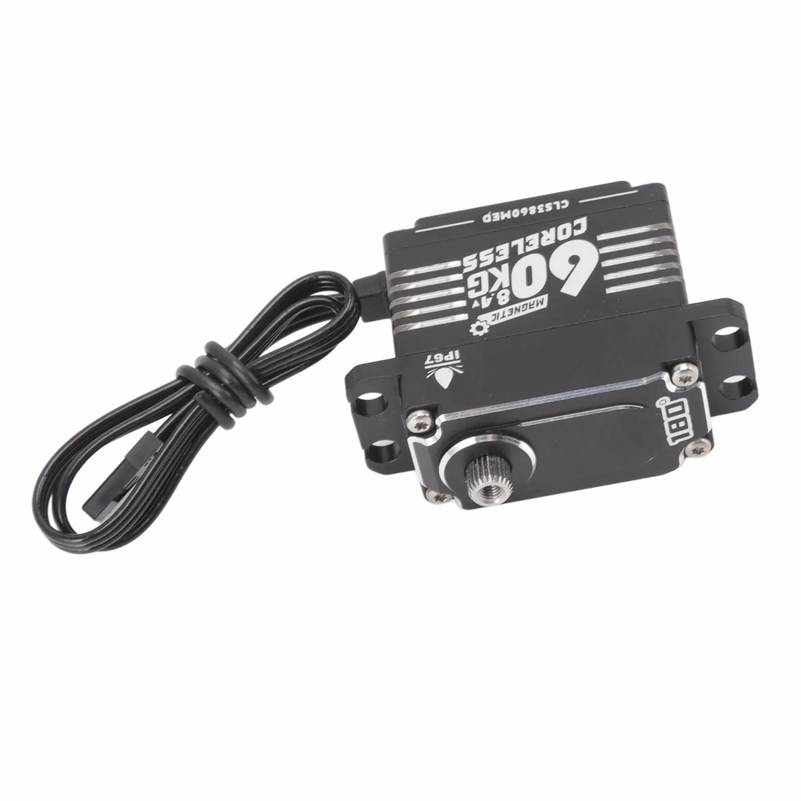 RC Gear Servo, Stop Aluminium Super Torque Programowalny IP67 Wodoodporna Przekładnia Kierownicza RC Czarny 60KG Silnik Bezrdzeniowy do Zdalnie Sterowanego Robota (360 stopni)