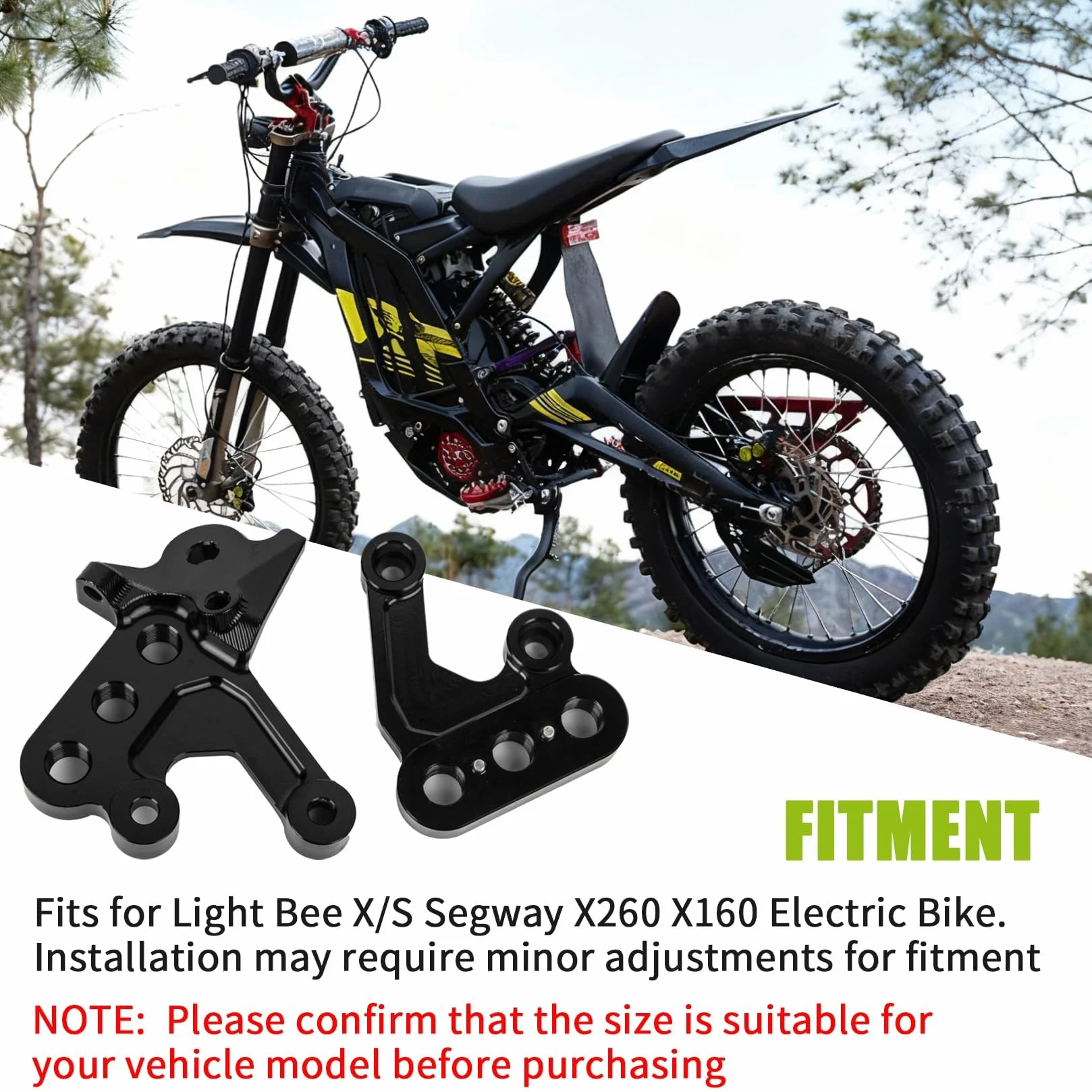PSLER Wsporniki podnóżka motocyklowe do Sur-Ron Light Bee X S Segway X160 X260 Elektryczny Dirt Bike, CNC aluminiowe wsporniki do lewej i prawej nogi, kolor czarny