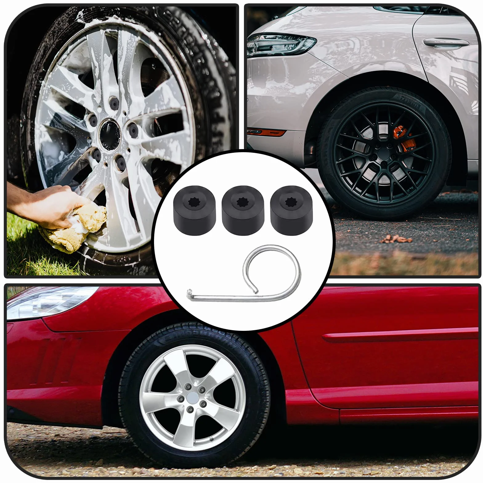23 sztuki Zaślepki na śruby kół antykradzieżowe kompatybilne z VW Audi czarne