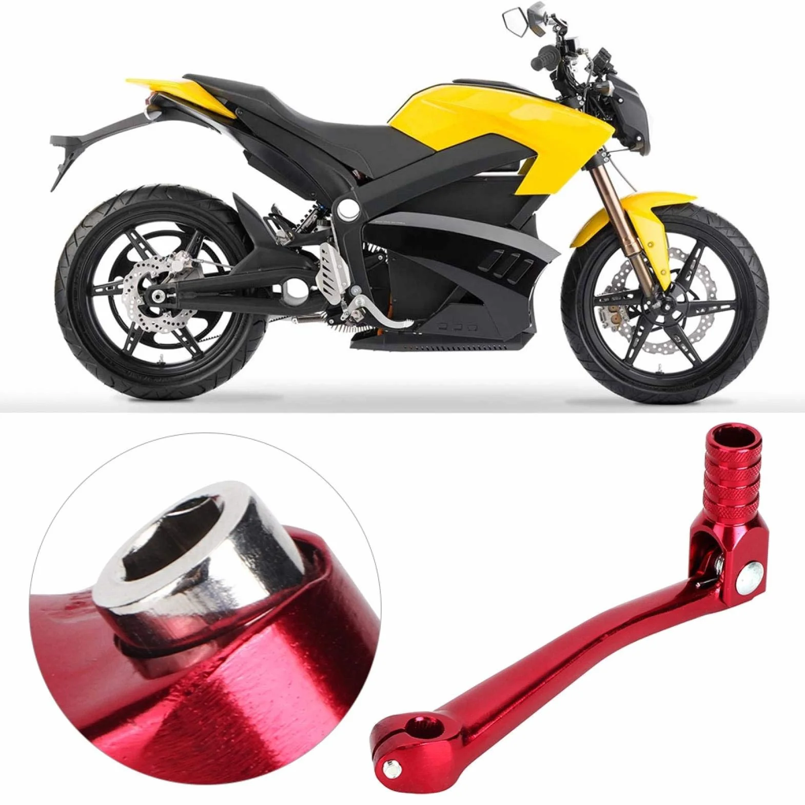 KIMISS Czerwona aluminiowa dźwignia zmiany biegów 15 cm x 6,5 cm do motocykla