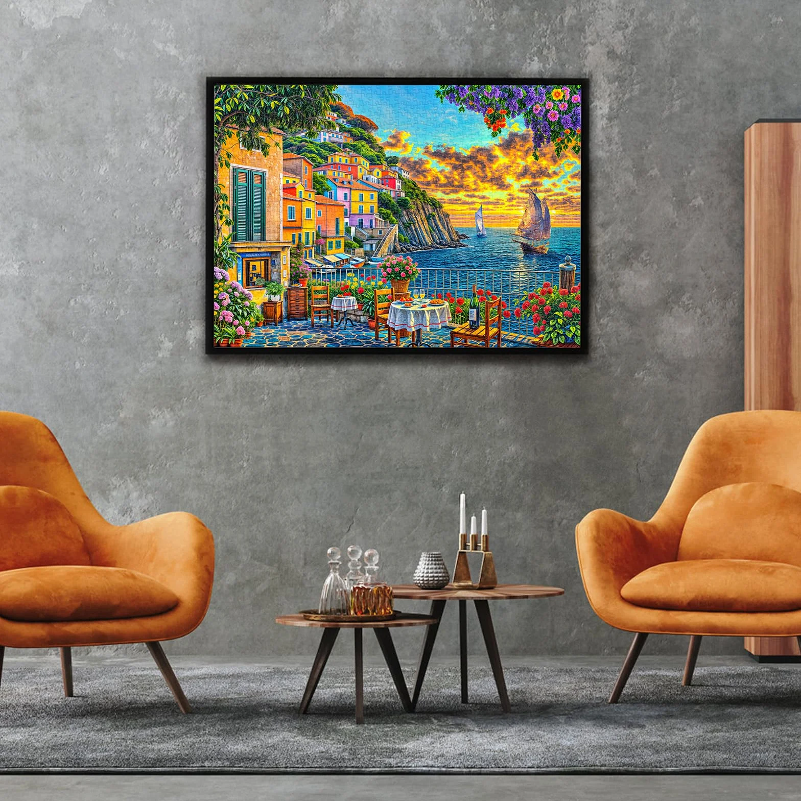Puzzle 1000 elementów dla dorosłych i dzieci, niemożliwe wyzwanie, prezent z puzzli, sprytne puzzle, kolorowe puzzle, puzzle z romantycznym motywem Cinque Terre