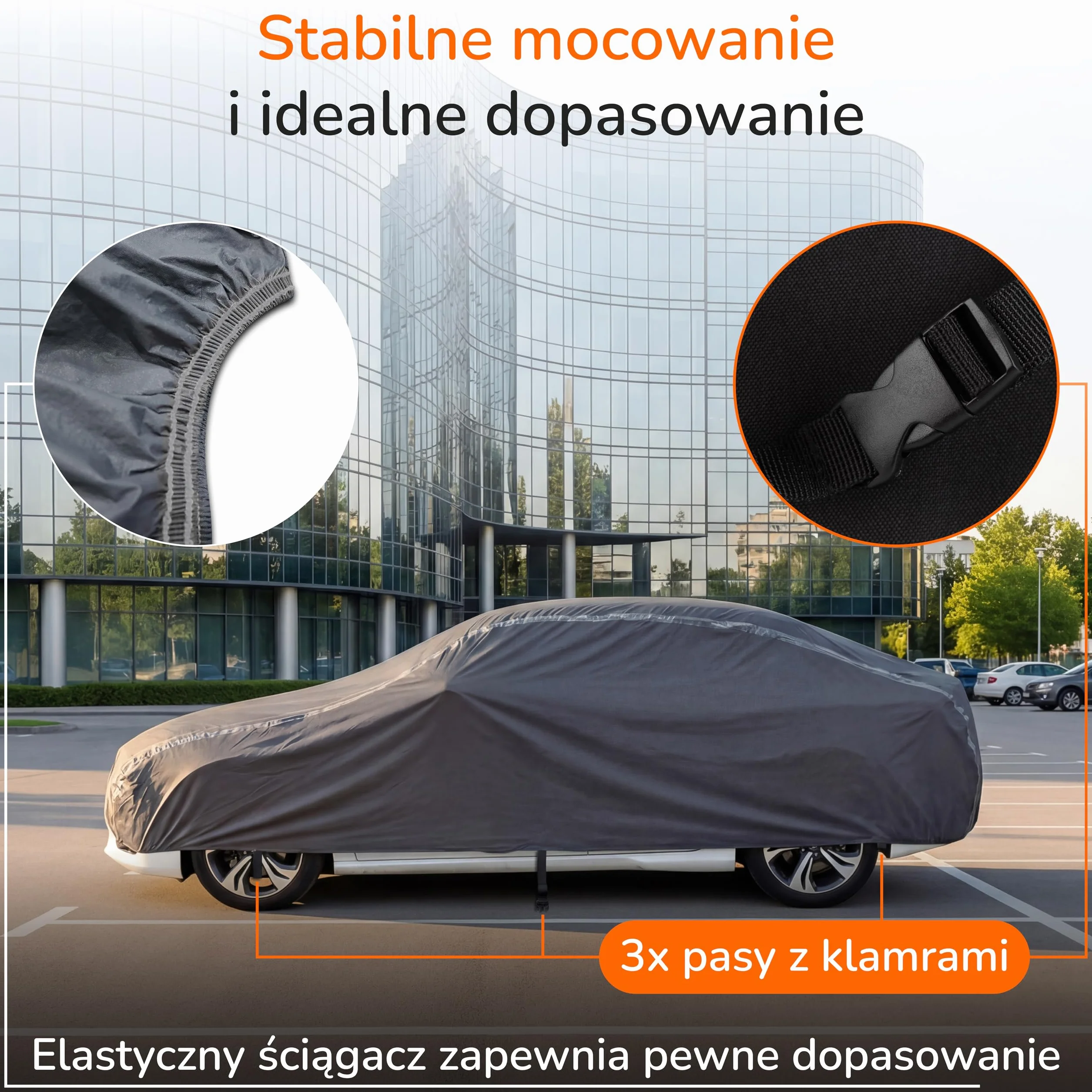 Upgrade4cars Premium Plandeka na Samochód Zewnętrzna Pełna Osłona Wodoodporna 2026 | Pokrowiec na Samochód Całoroczny | Plandeka Uniwersalna Osobowy - M+ (460x185x120 cm)