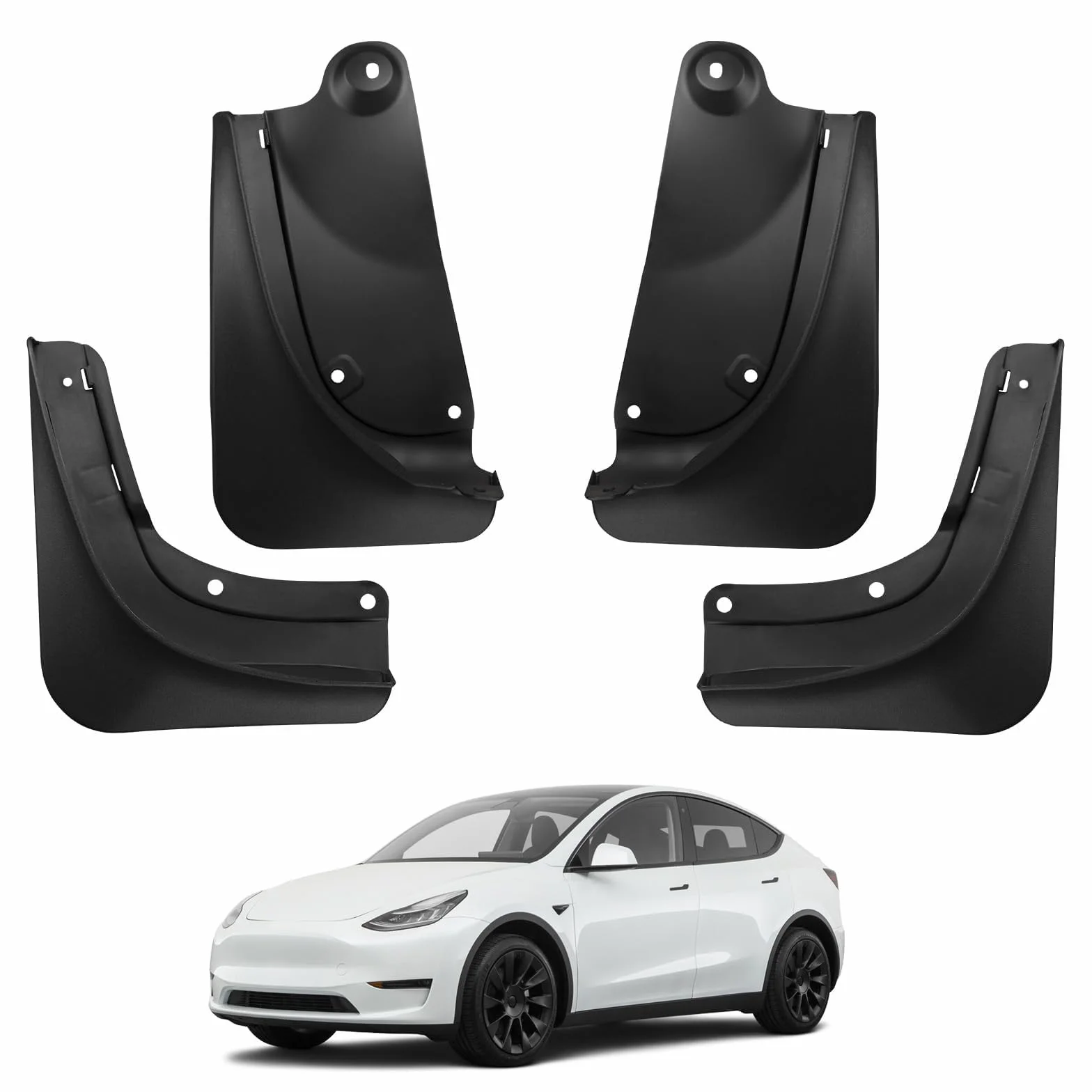BASENOR 2020-2024 Tesla Model Y Chlapacze Osłony przeciwbłotne Zimowa ochrona pojazdu Nie ma potrzeby wiercenia otworów Chlapacze Akcesoria zewnętrzne Tesla na każdą pogodę (zestaw 4 sztuk)