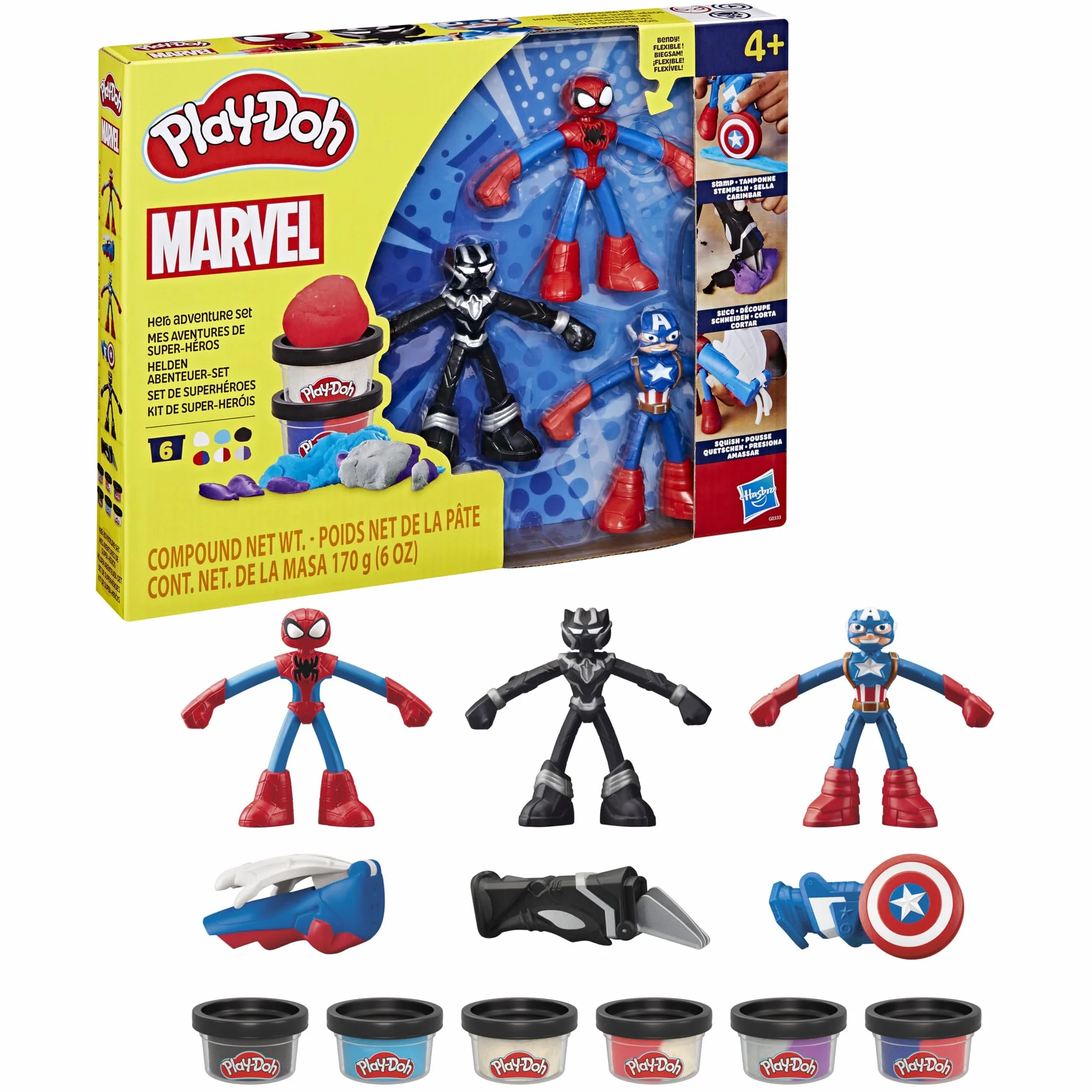 Play-Doh Zestaw do zabawy z figurkami Przygody superbohaterów Marvela z ciastoliną Play-Doh