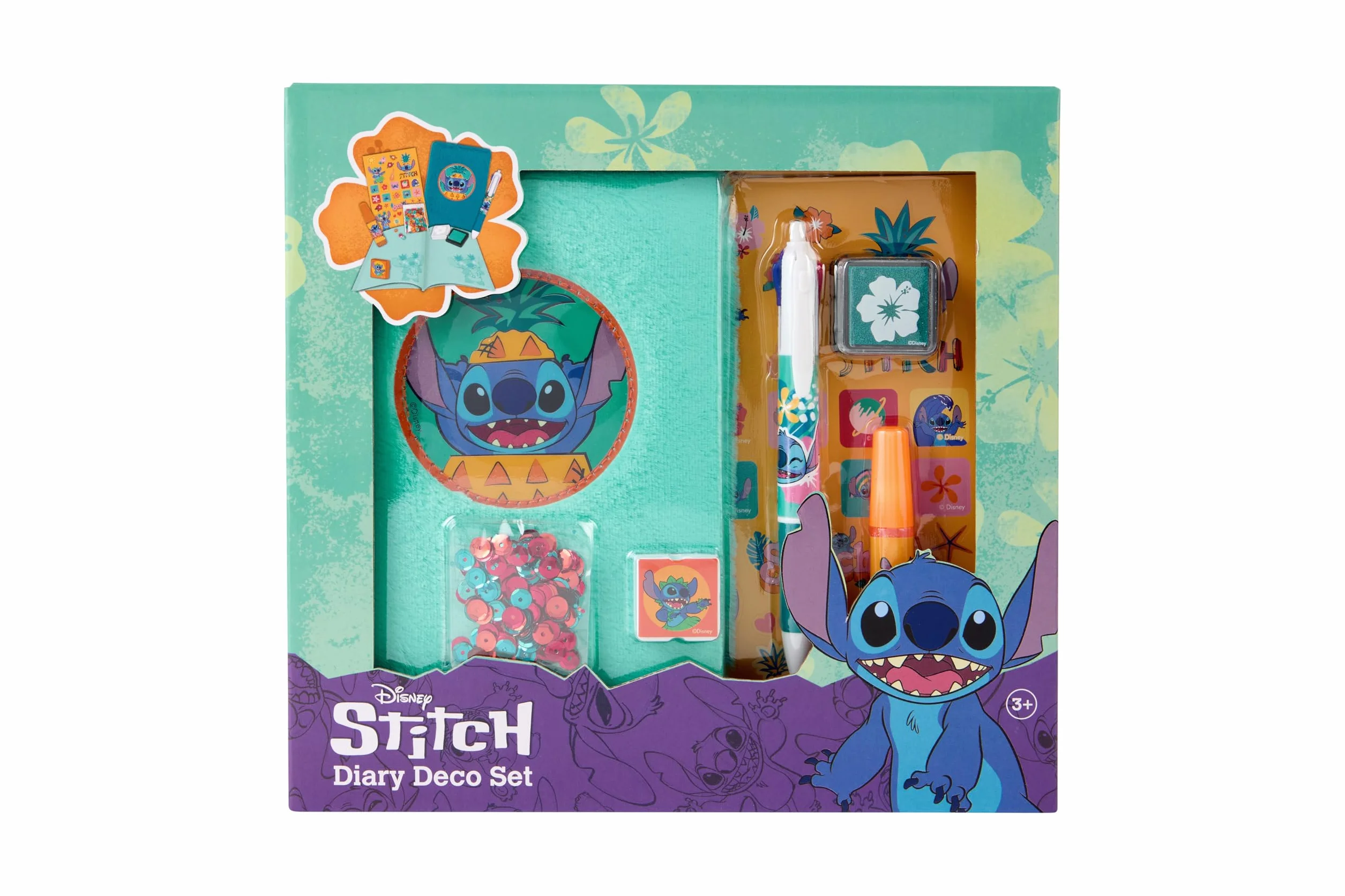 Zestaw do robótek ręcznych z książeczką Stitch | Zestaw do robótek Fluffy dla dzieci od 3 lat | Zestaw do dekoracji DIY z naklejkami, brokatem, stemplami i ołówkami | Zestaw kreatywny dla dziewczynek