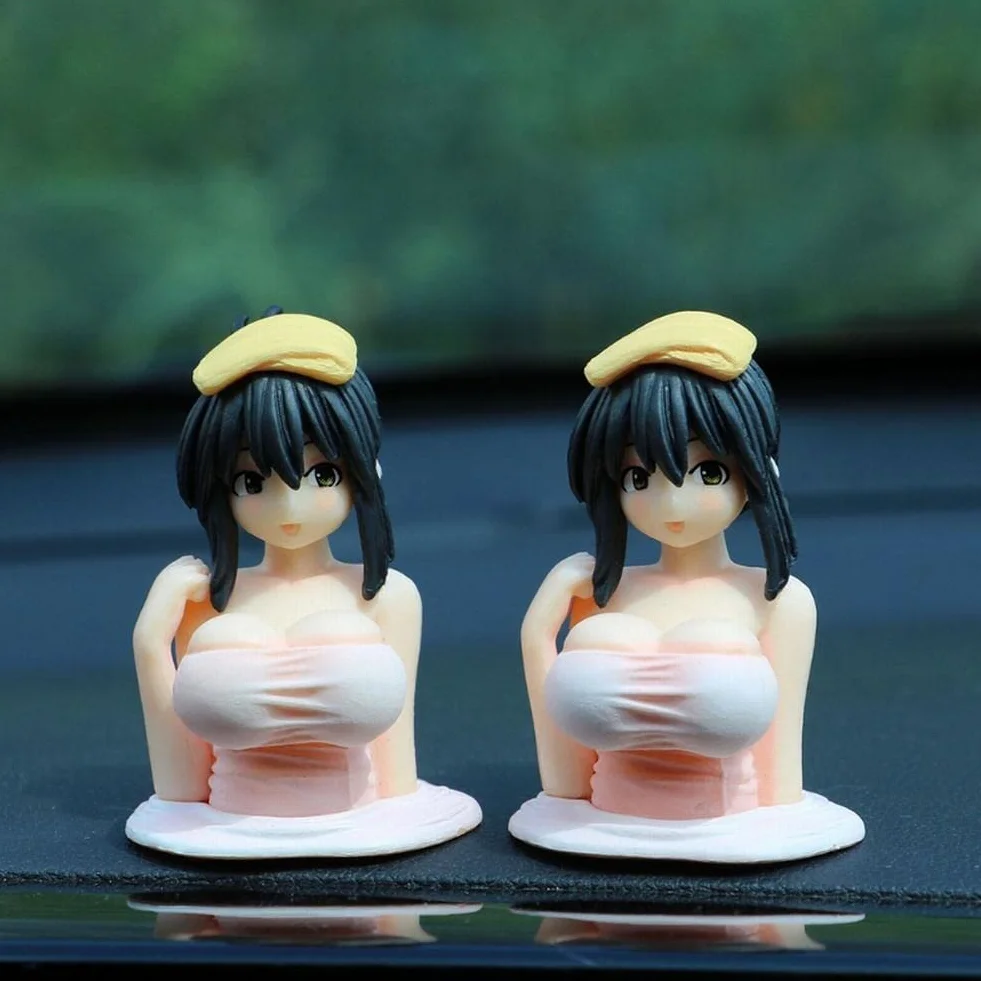Sexy Anime Chest Shaking Car Dashboard Ornament Figurine