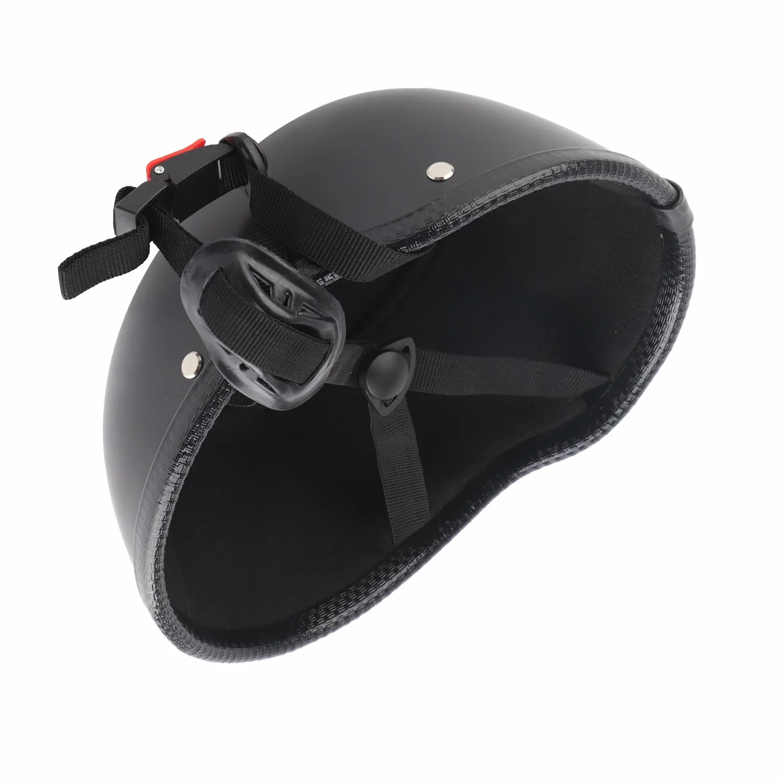 Kask Motocyklowy Półtwarzowy Matowy Czarny Retro