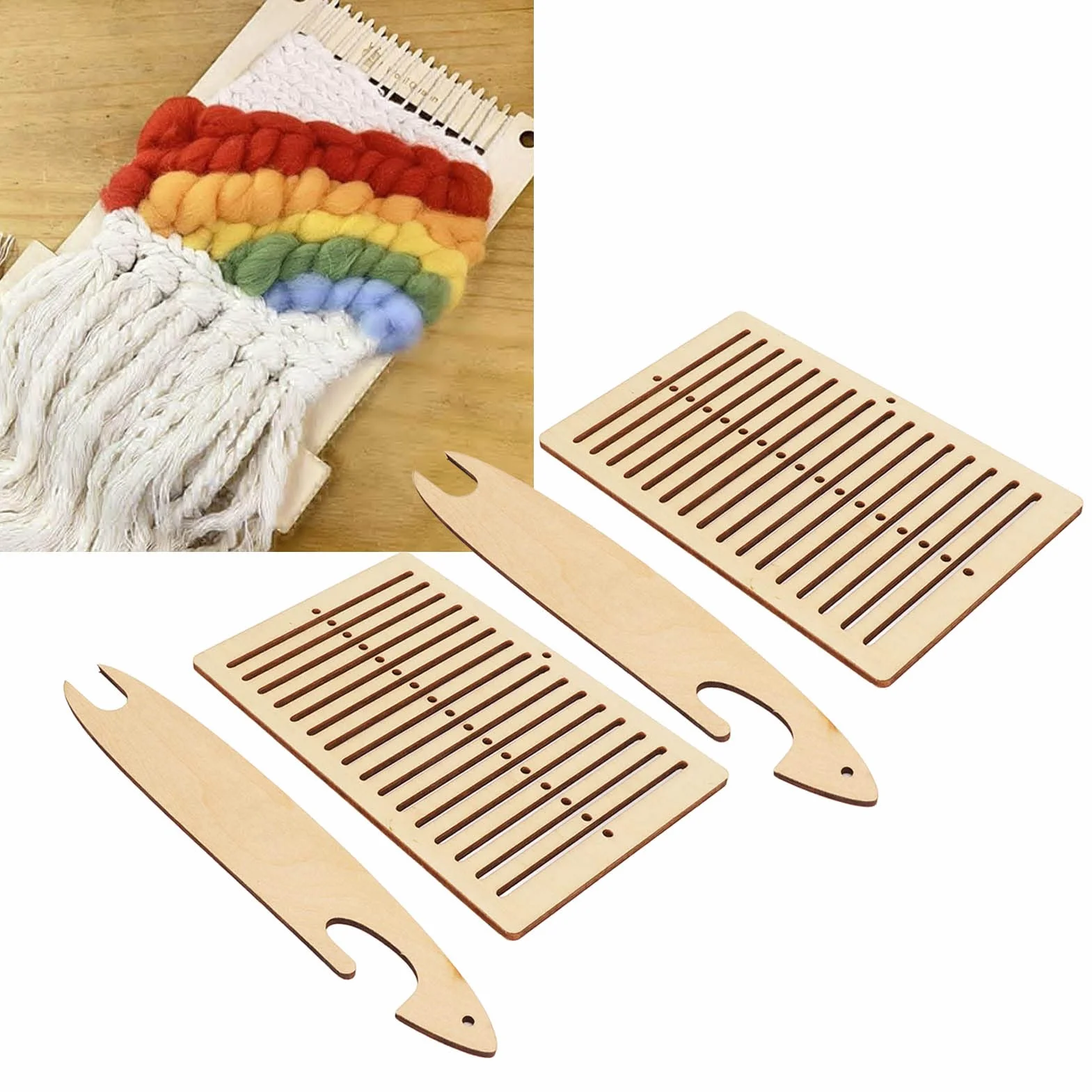 Fyearfly 2 zestawy krosna tkackie, drewno, DIY, tworzenie edukacyjne, interesujące krosna tkackie, ręcznie robione, tkany zestaw dla dzieci, dorosłych, początkujących, dzieci