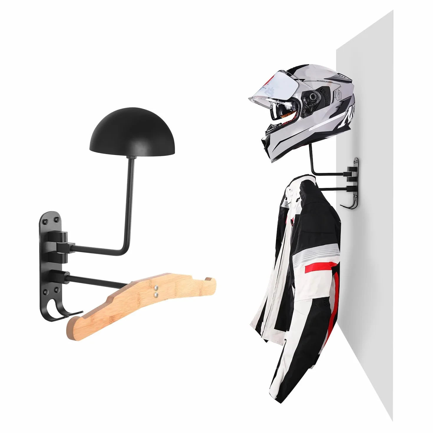 Uchwyt ścienny kask motocyklowy obrót o 180 stopni uchwyt na kask motocyklowy hak do zawieszenia kasku motocyklowego i kurtki na ścianie