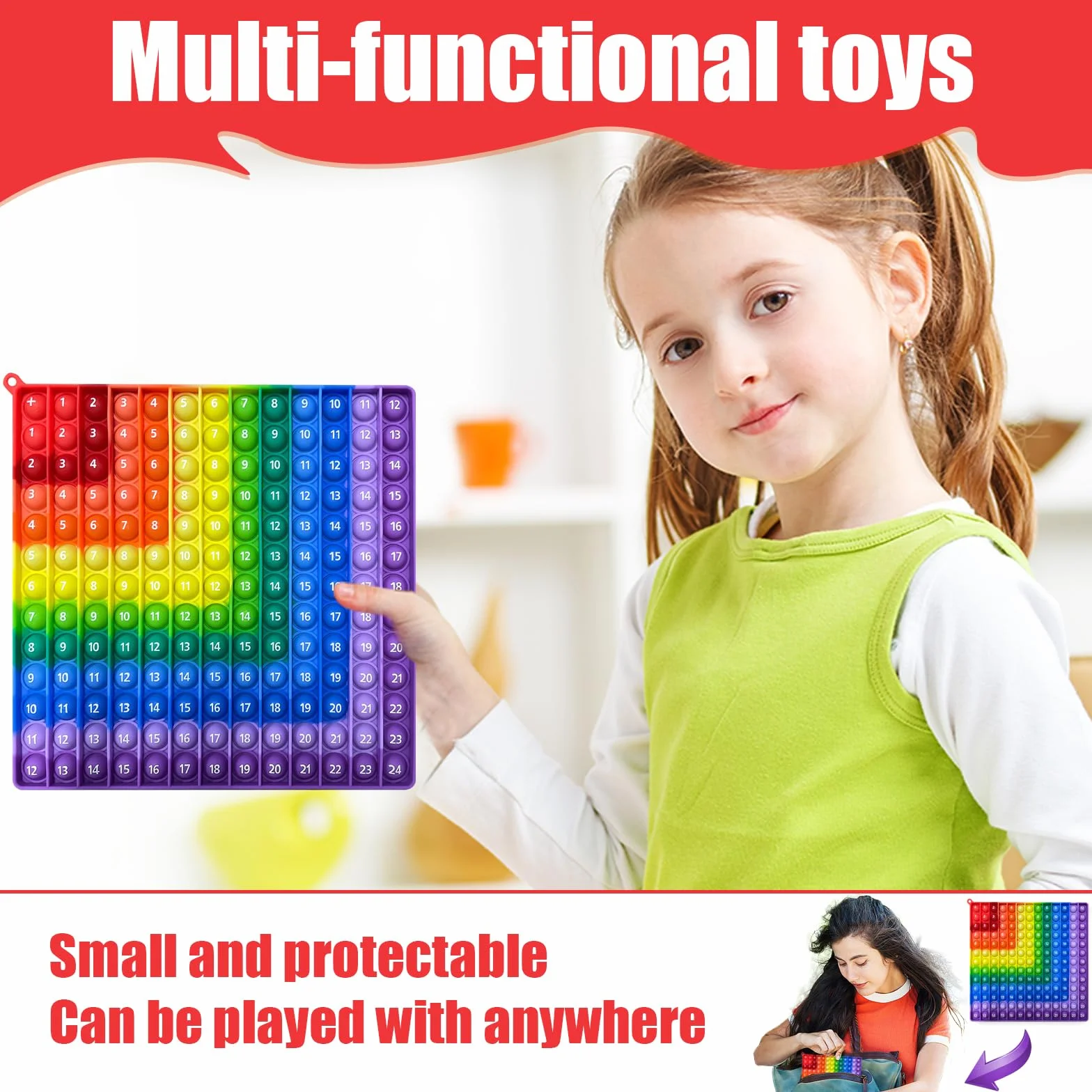 Popit Fidget Toys Popet, zabawka edukacyjna, 20 x 20 cm, zabawka edukacyjna, dwustronna, antystresowa, push Bubble Fidget Toy dla dzieci i dorosłych