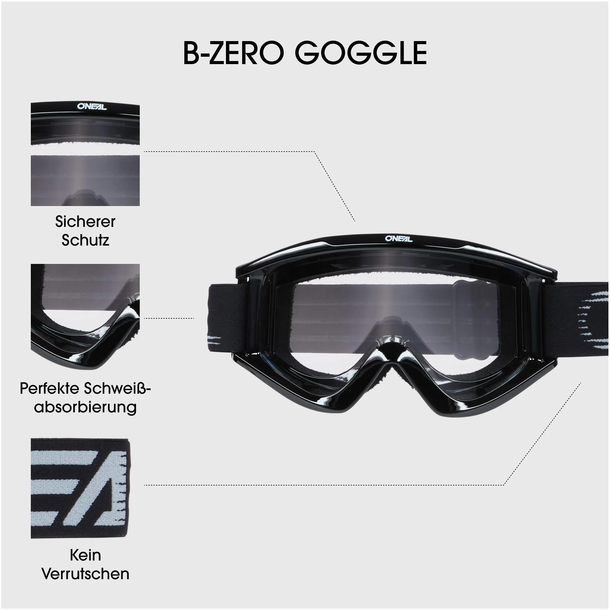 O'NEAL Motocross Brille B-Zero Goggle V.22 Schwarz 6030-31