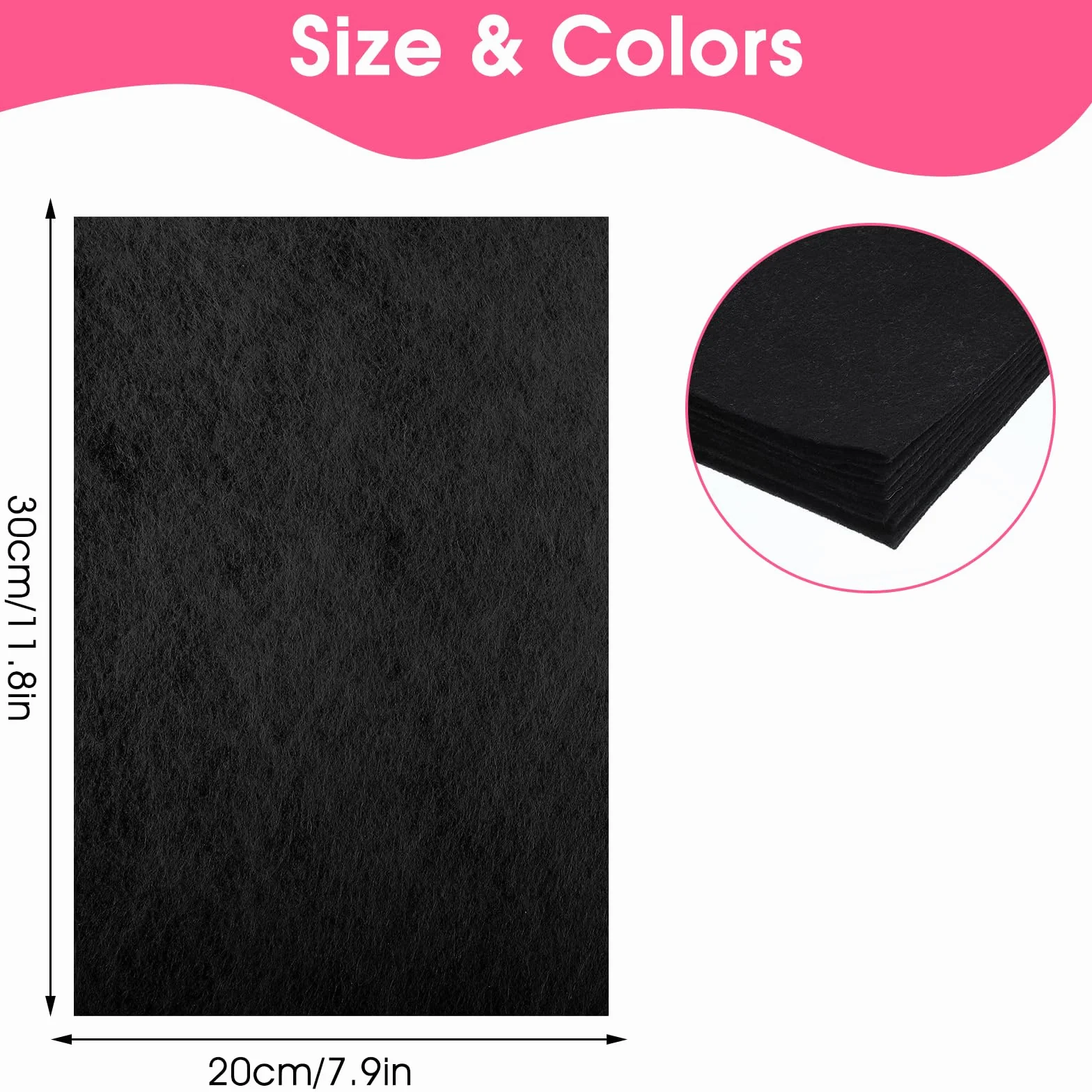 CIATBYYJ 10 sztuk filcu do majsterkowania, czarny filc, ręcznie obsługiwane, filcowe arkusze do dekoracji DIY i imprez dla dzieci (20 x 30 cm)