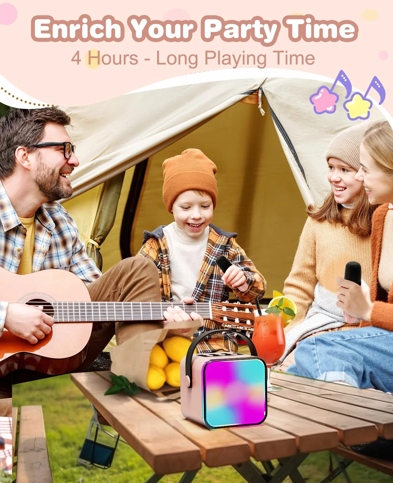 Mikrofon dla dzieci, mikrofon do karaoke z mikrofonem dla dzieci dorosłych głośnik Bluetooth z mikrofonem ze światłami LED, przenośny prezent na przyjęcie domowe prezent urodzinowy dla