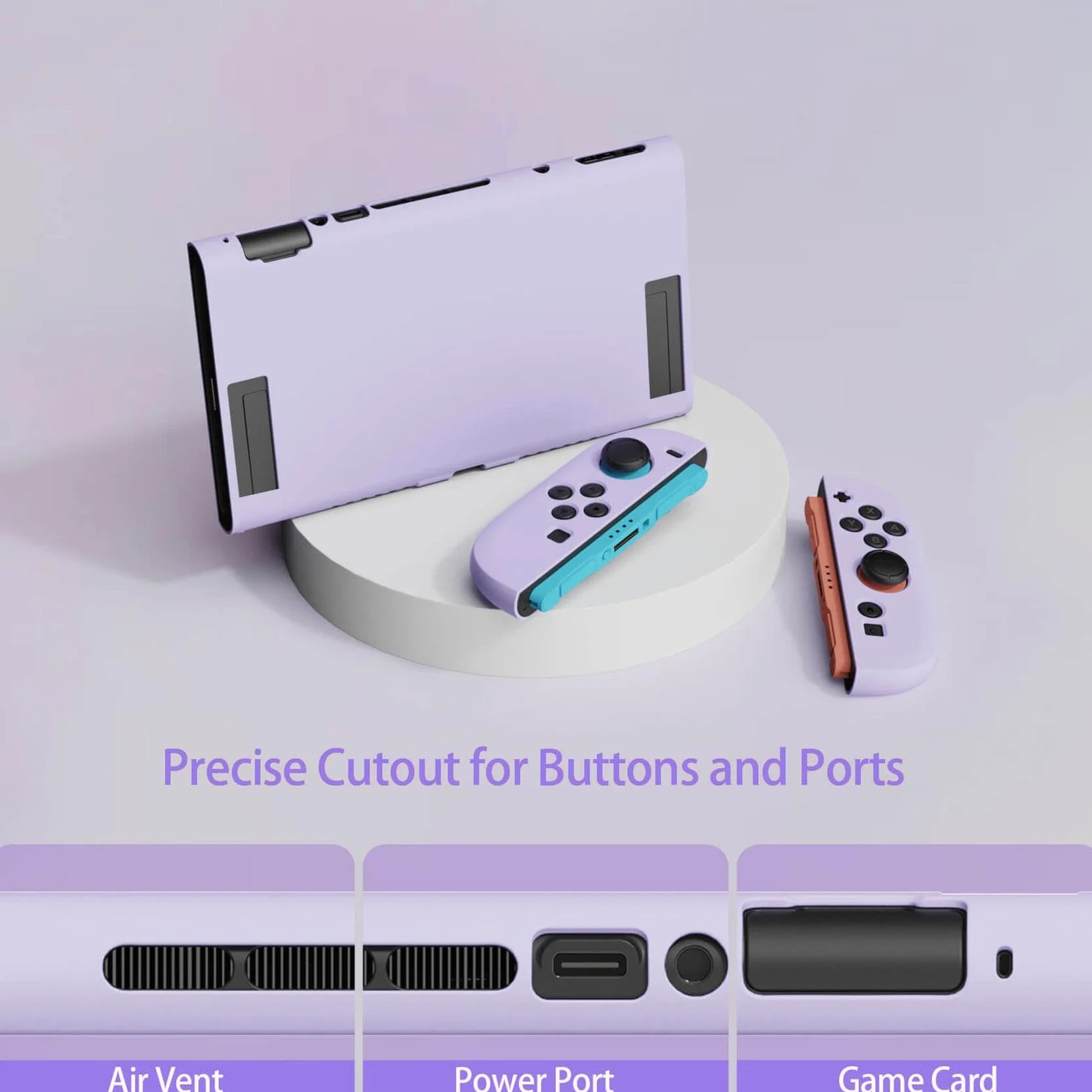 JEMDO Etui ochronne kompatybilne z przełącznikiem 2025, dokowane, TPU Cover Accessories for Switch Console and Grip Joy-Con, the Switch Protector with 4 Thumb Grip Caps, Purple