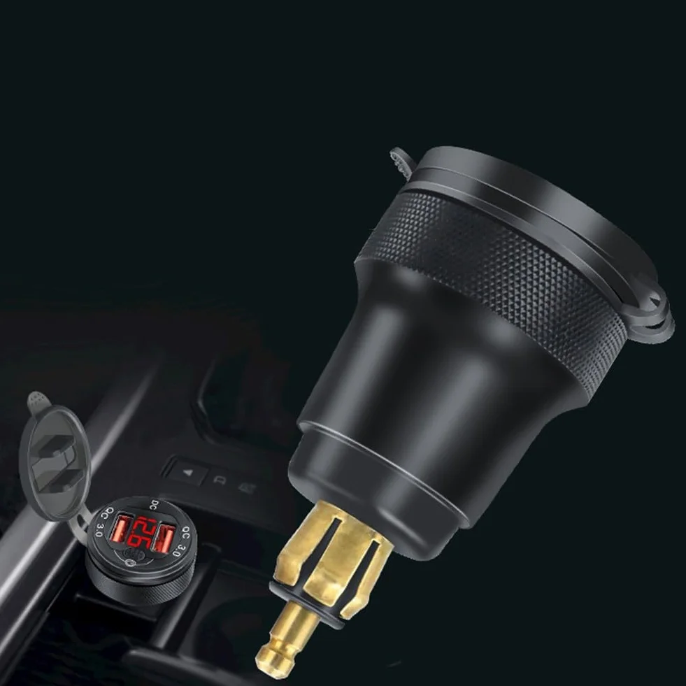 Ładowarka motocyklowa z dwoma portami USB i wyświetlaczem napięcia, obsługuje QC3 0 do urządzeń szybkiego ładowania (zielona)