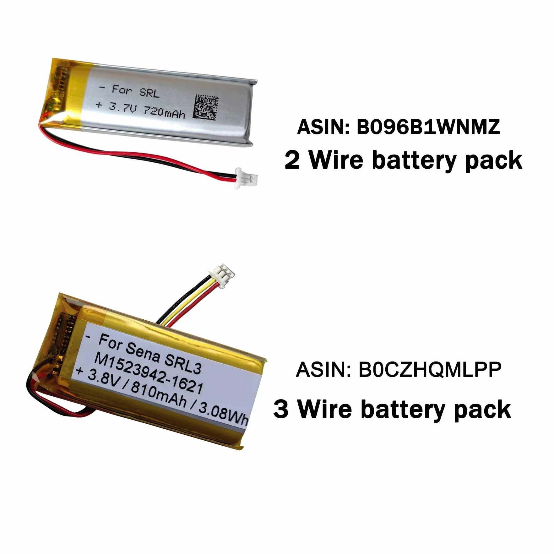 Akumulator 720 mAh do Sena SRL Motocykl Bluetooth, GT-Air II, SHOEI Neotec II, SP51, SP55 Bluetooth, system komunikacji SRL, 2-przewodowy, zamiennik baterii