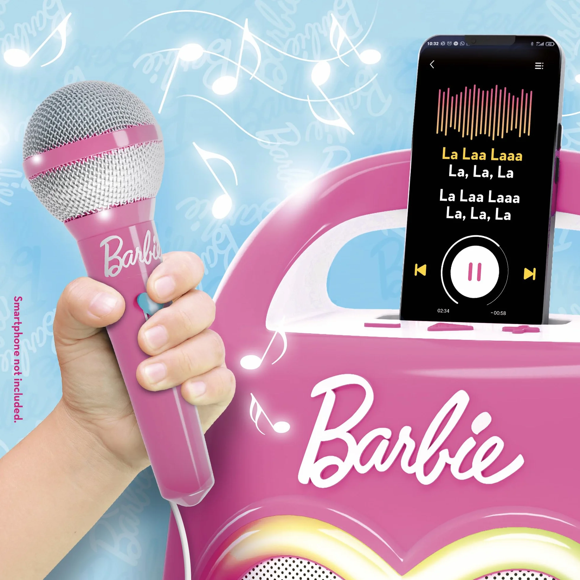 Lisciani - Barbie PARTYMAKER zaawansowany technologicznie głośnik i mikrofon - karaoke dla dzieci od 4 lat - mikrofon i głośnik Bluetooth - Łączność ze smartfonem - efekty świetlne - muzyka i impreza