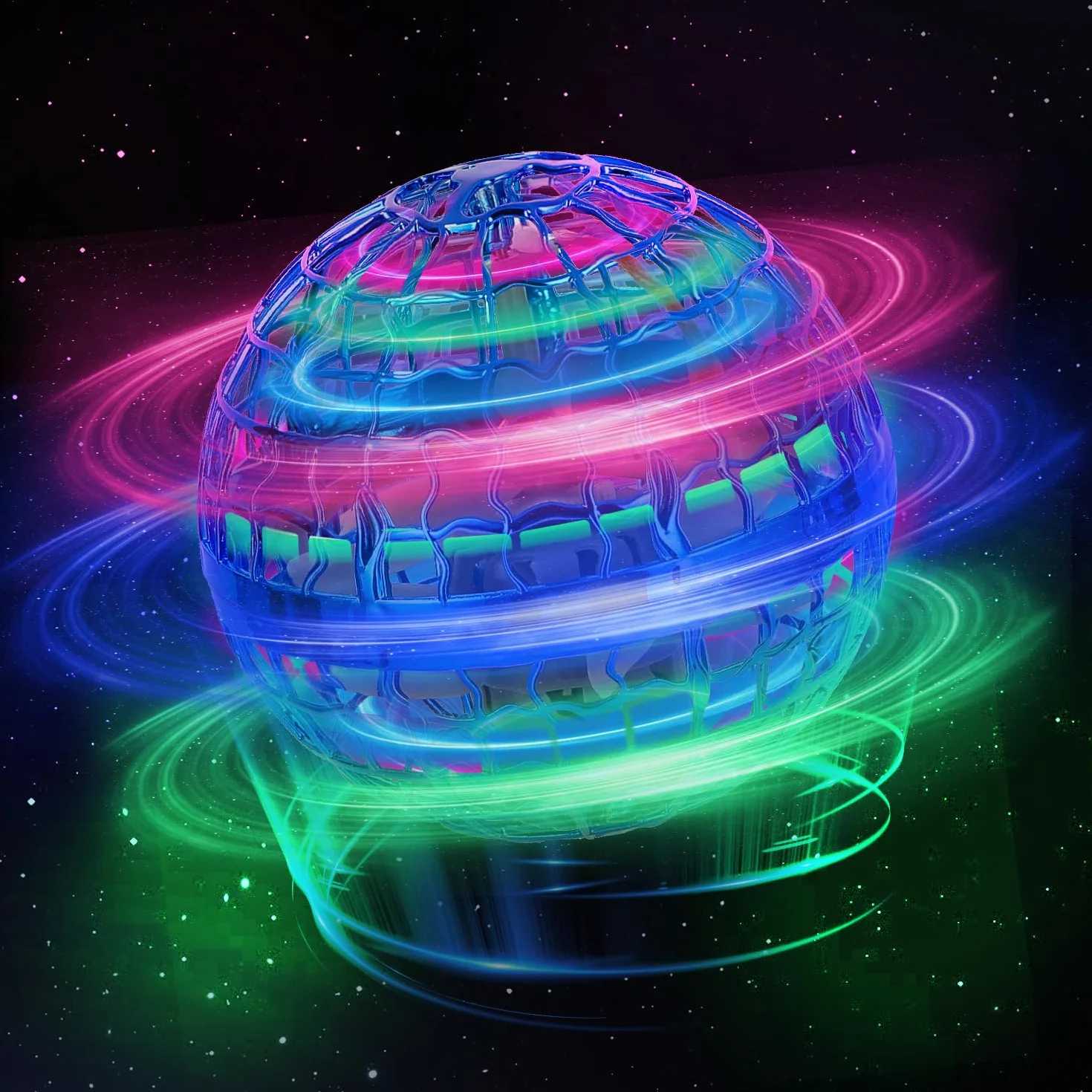 Latająca kula LED, Magic Flying Orb ze sterowaniem ręcznym, pływająca piłka Hoverball, świecący spinner, mini dron dla dzieci do użytku wewnątrz i na zewnątrz, fajna zabawka na prezent dla