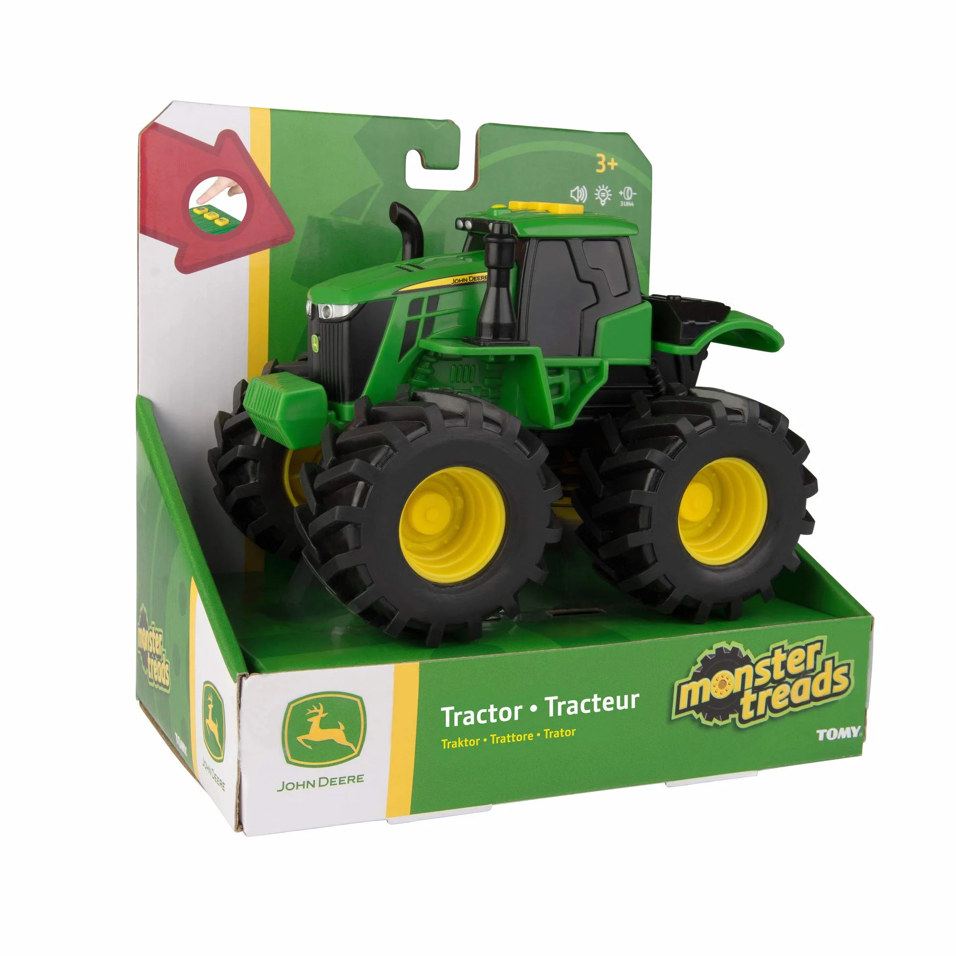 John Deere 46656 Traktor, Monster Treads ze światłem i dźwiękiem w kolorze zielonym, zabawkowy traktor z efektami świetlnymi i dźwiękowymi, do zabawy i kolekcjonowania, prezent dla dzieci, zabawka dla