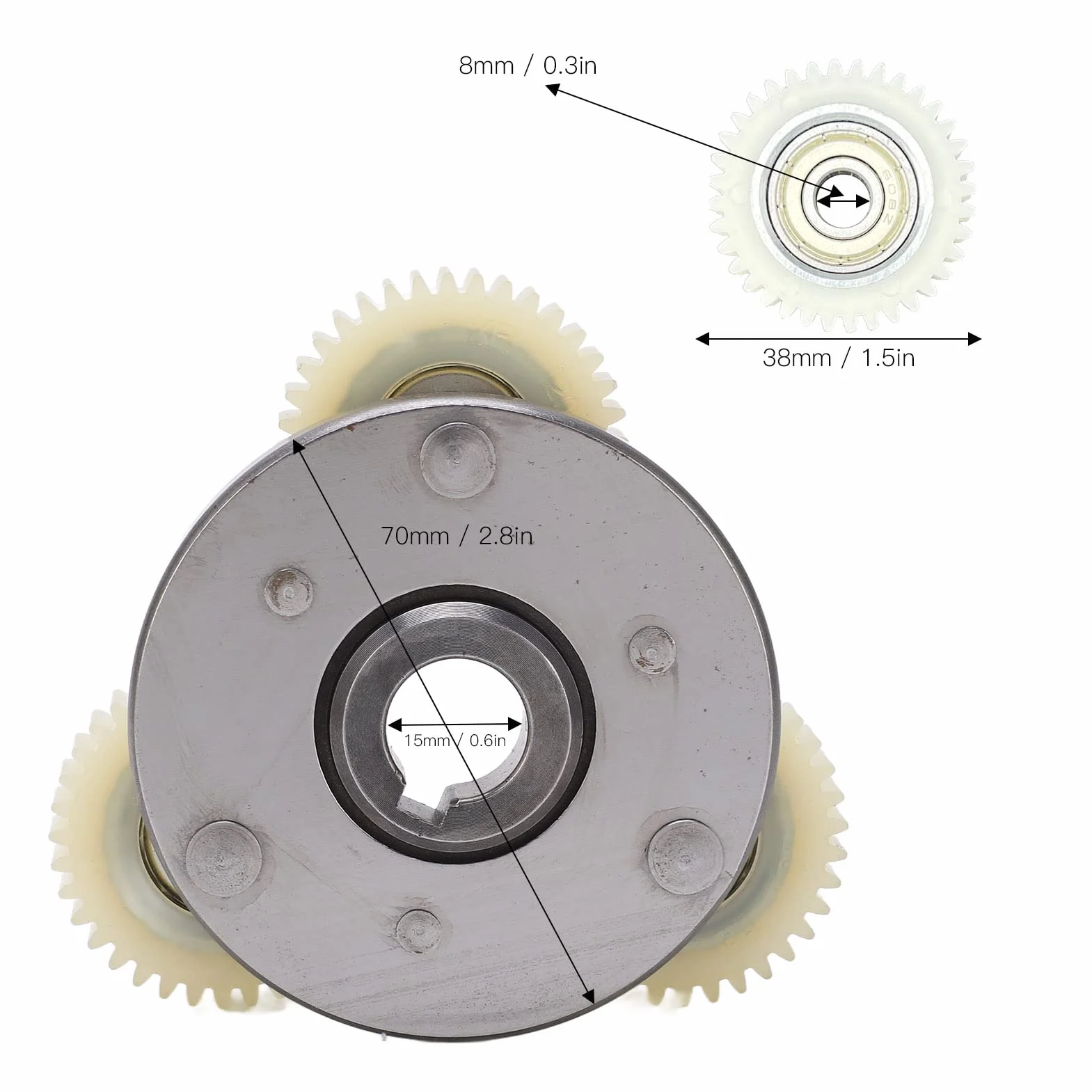 Keenso Zestaw sprzęgła przekładniowego, rower elektryczny 36T, nylonowe koła zębate i 70 mm zestaw sprzęgła do silnika Mid Drive 250 W, 350 W, akcesoria do konwersji rowerów elektrycznych