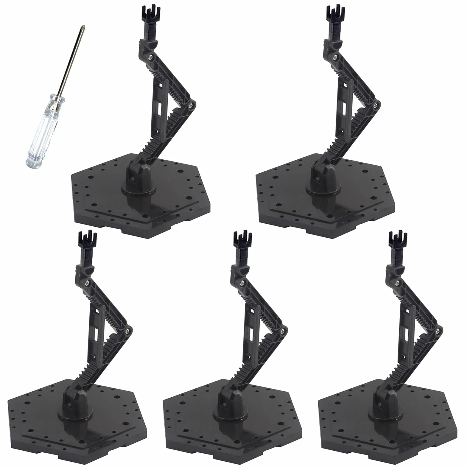 Hobby Action Base, stojak do modelowania, stojak na hobby, kompatybilny z modelami figurek Gundam HG RG w skali 1/144, czarny (5 szt.)