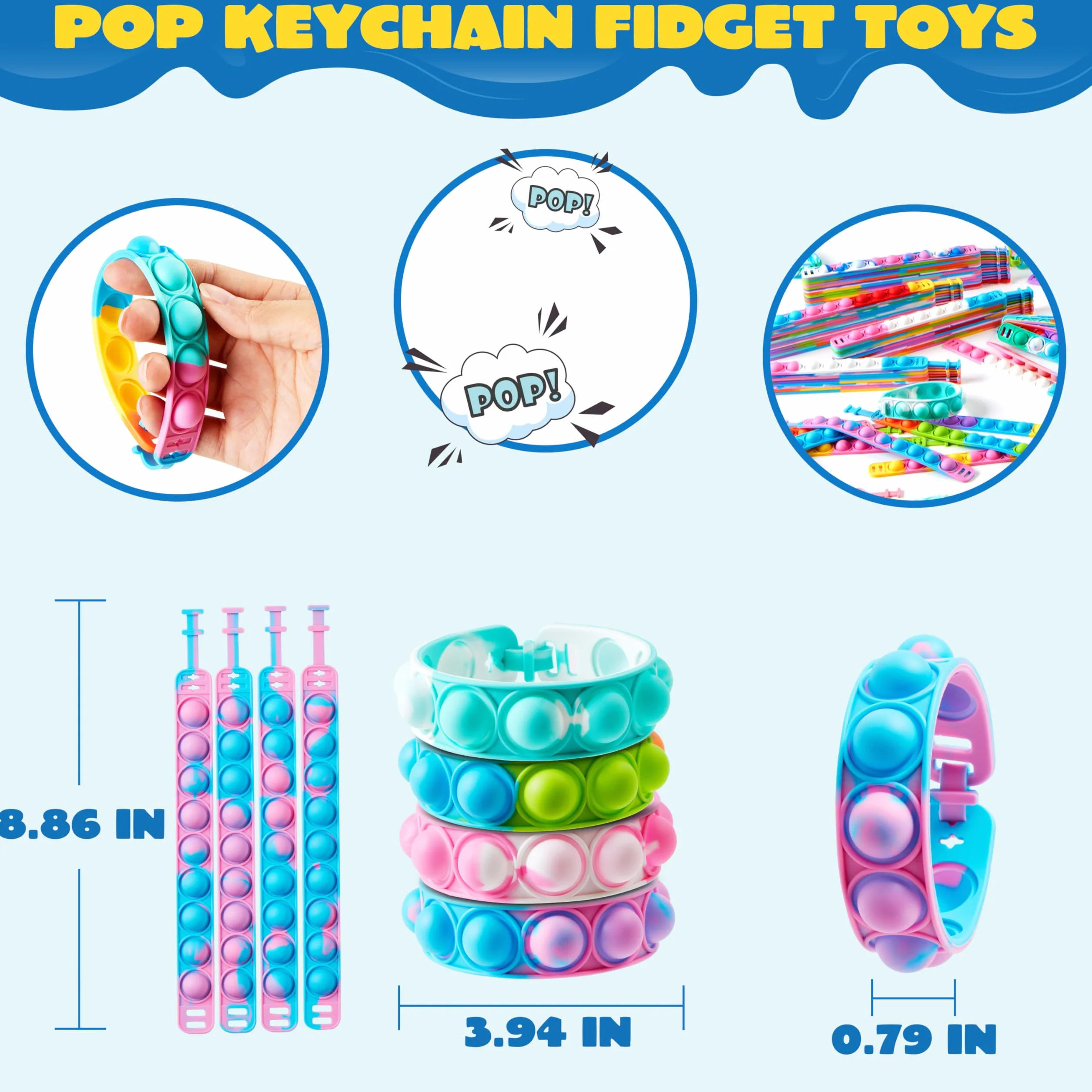 JOYIN Fidget Bransoletki, 25 szt., upominki dla dzieci 4-12 lat, zabawki sensoryczne, urodziny, nagrody karnawałowe, wypełniacze do toreb