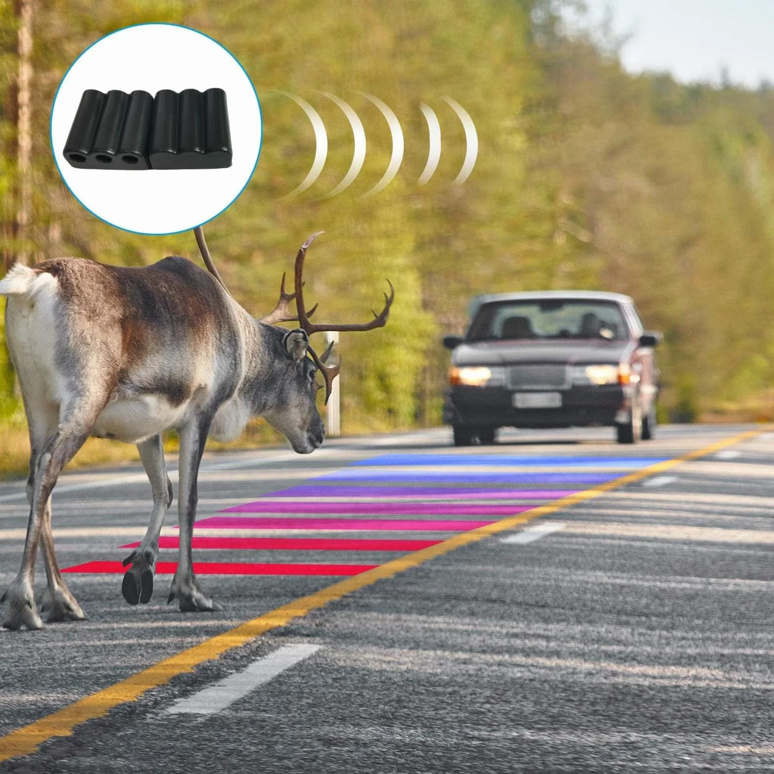 Vehicles Deer Whistles, 3 Hole Safety Warning Devices with Alert Sound, 1.1x0.83x0.63 Inches Easy to Install & Compact, Car Truck Motorcycle Alerts Whistle for Road Protection