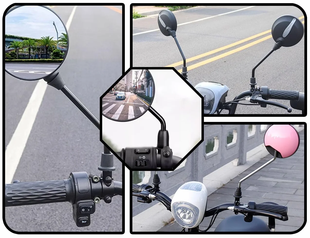 2 szt. Uchwyt lusterka motocyklowego, uniwersalny uchwyt na kierownicę, adapter lusterka, uchwyt lusterka wstecznego, uchwyt adaptera lusterka (czarny, 8 mm)
