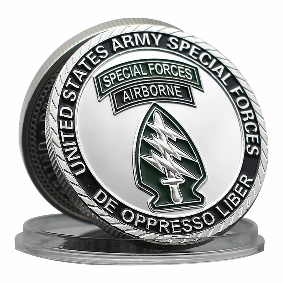 United States Army Special Forces Airborne Challenge Coin 1775 Metalowy medal z plastikowym etui sztuka rzemiosło pamiątka
