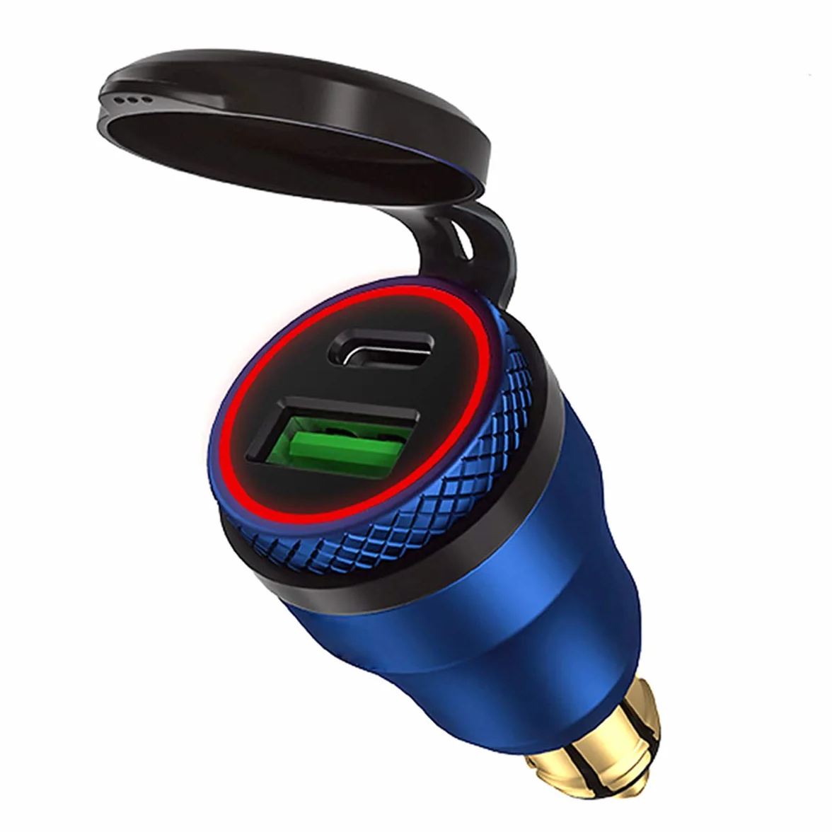 iMESTOU Aluminiowy adapter DIN do ładowarki USB C i szybkiego ładowania USB 3.0 - wodoodporny motocykl Hella 12V-24V/BMW Ducati Triumph