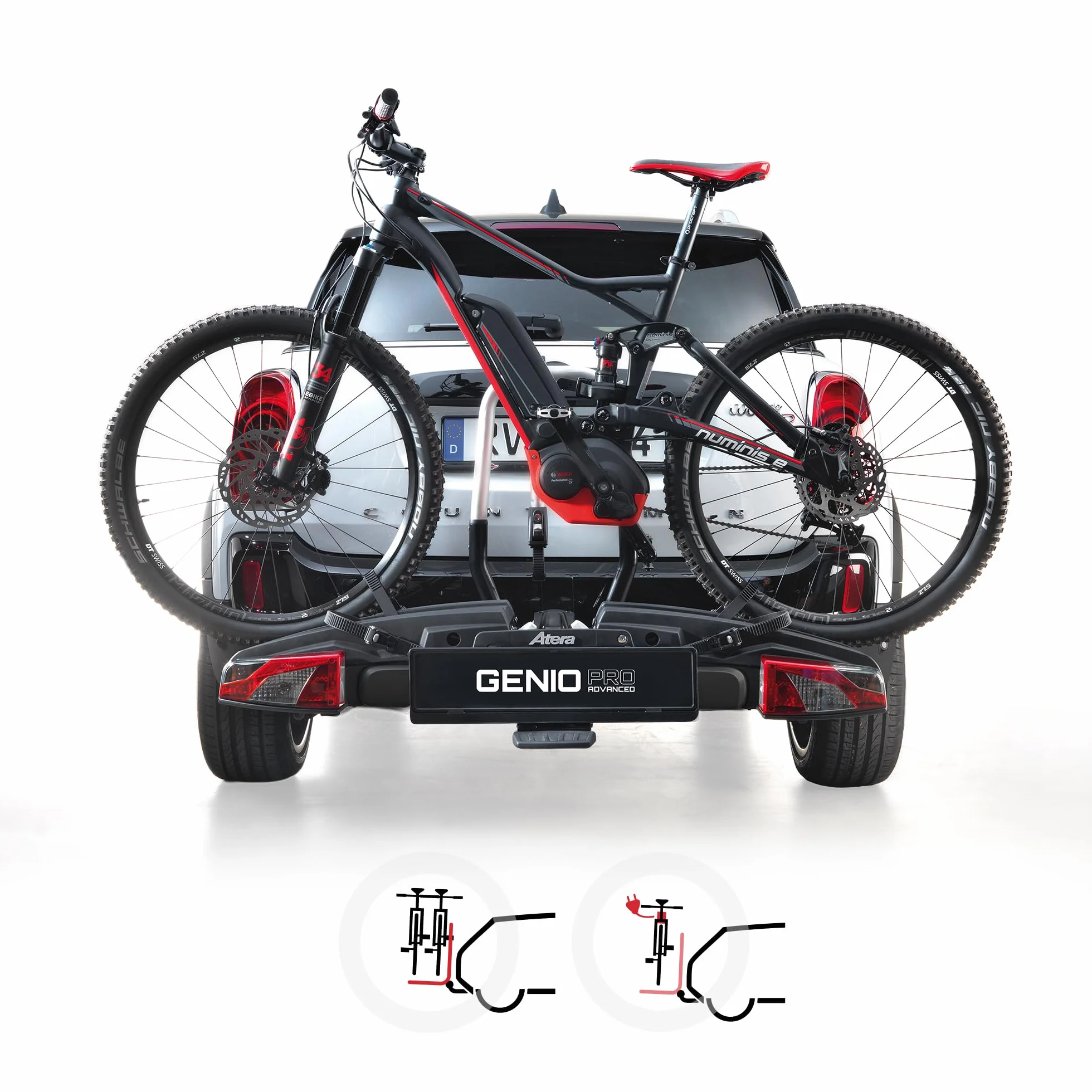 Atera Genio Pro Advanced bagażnik rowerowy składany na 2 rowery e-bike srebrny