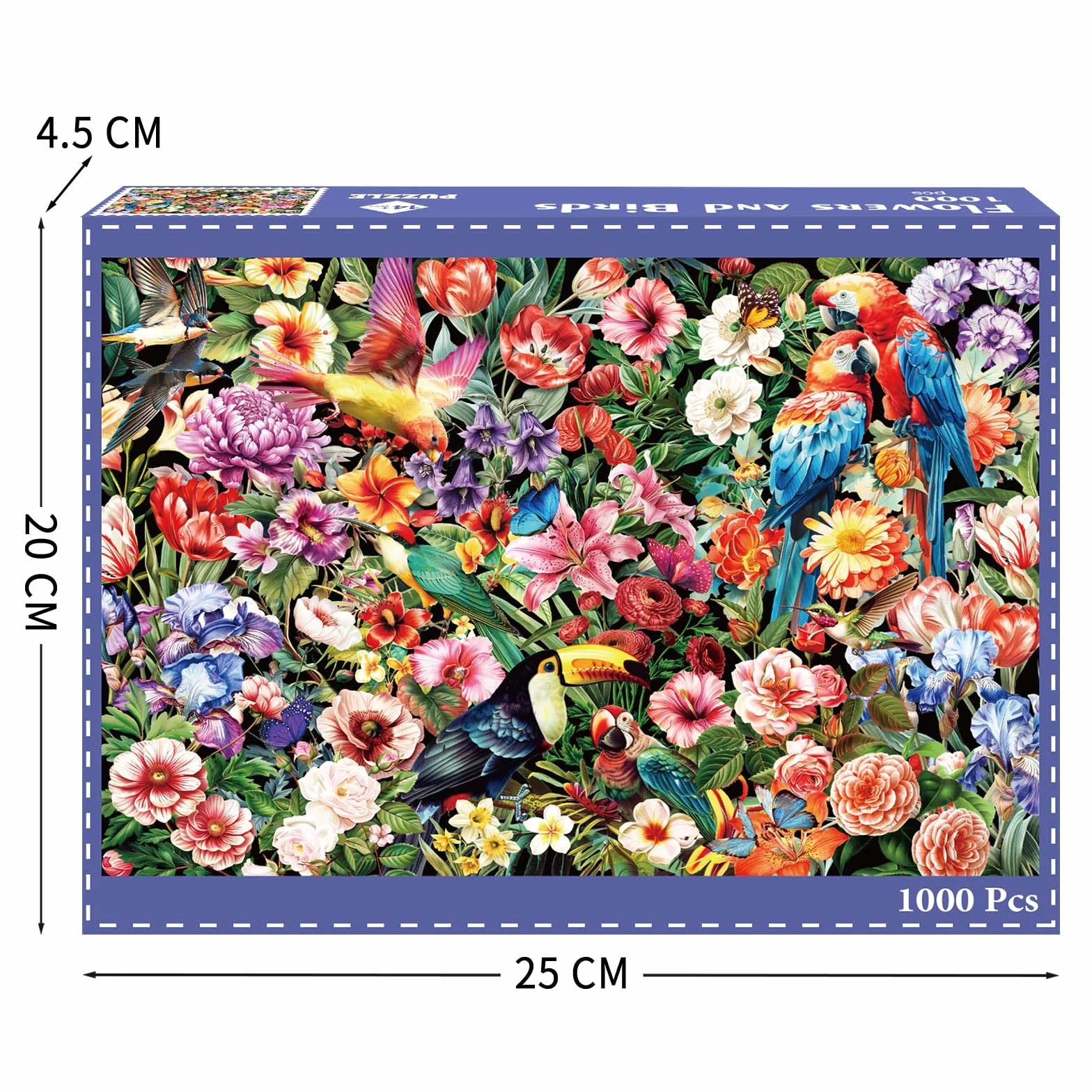 Puzzle 1000 elementów, puzzle dla dorosłych, trudne ułożone puzzle, gry zręcznościowe dla całej rodziny, prezenty dla kobiet, prezenty dla mężczyzn, temat: kwiaty i ptaki