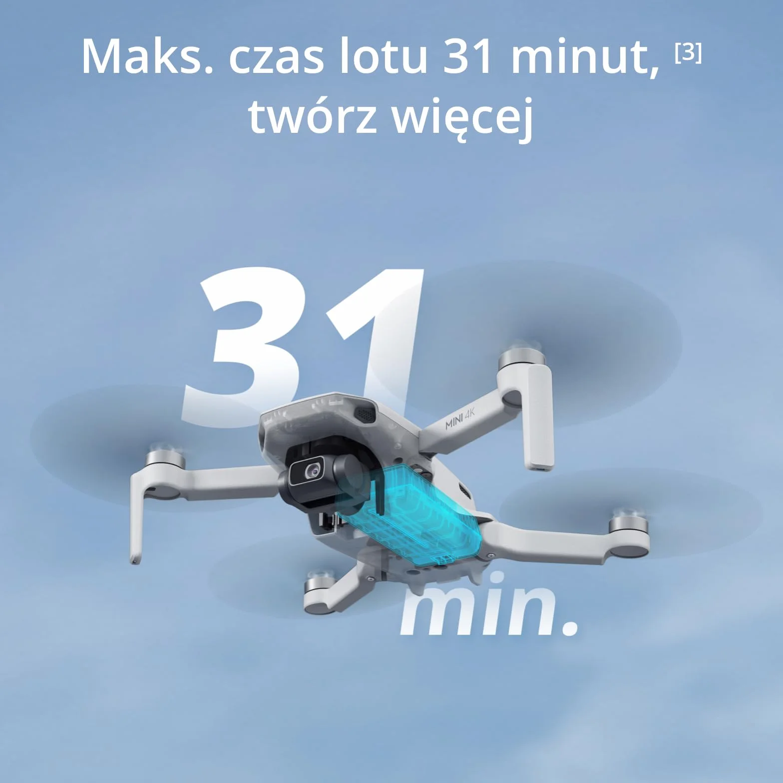 DJI Mini 4K, dron z kamerą 4K UHD dla dorosłych, mniej niż 249 g, 3-os. gimbal, transmisja wideo 10 km, autom. powrót, odporność na wiatr, 1 akumulator dla maks. czasu lotu 31 min., inteligentny lot