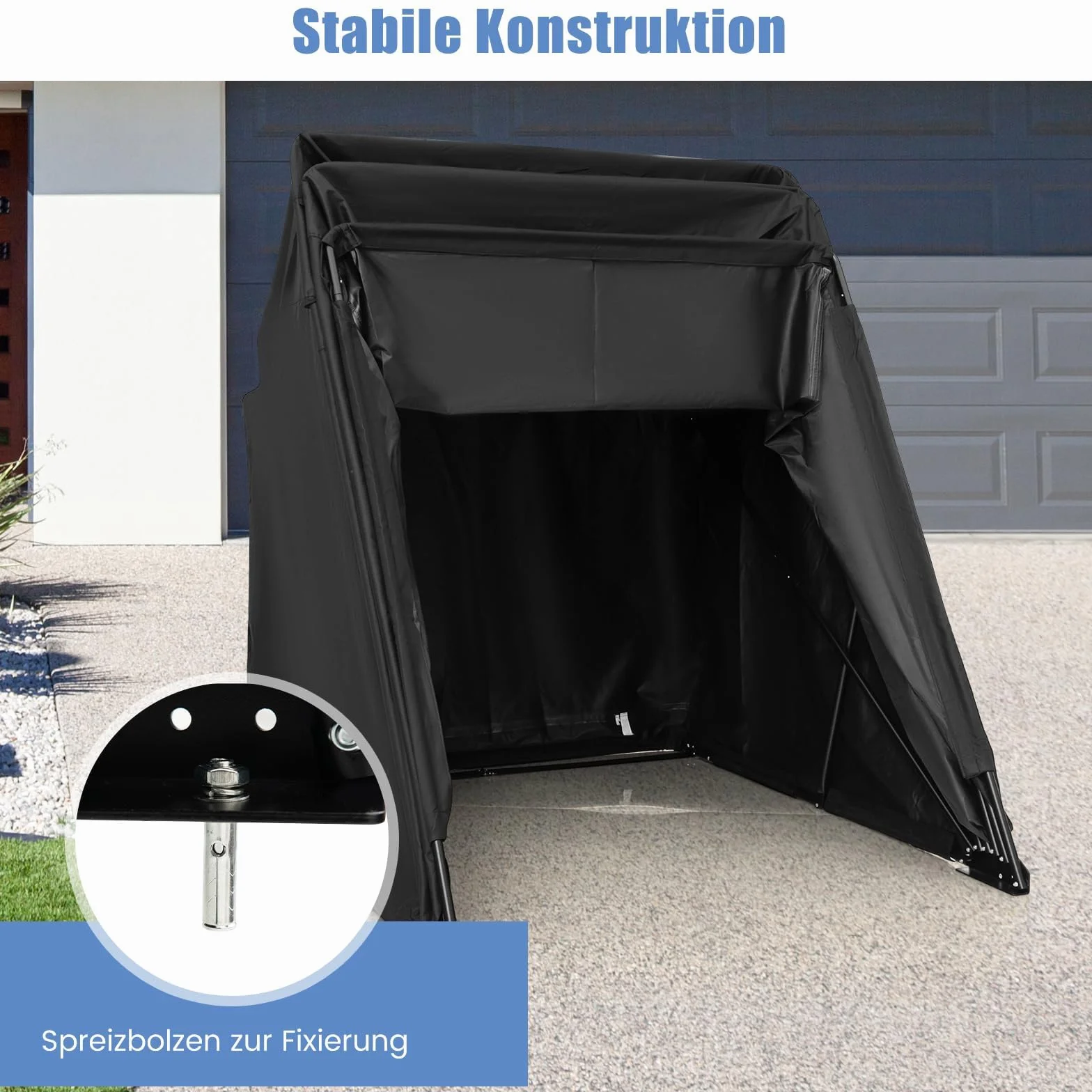 COSTWAY Garaż namiotowy na motocykl, 342 x 137 x 190 cm, plandeka na motocykl z tkaniny Oxford z metalową ramą, wodoszczelna, odporna na warunki atmosferyczne, do użytku na zewnątrz