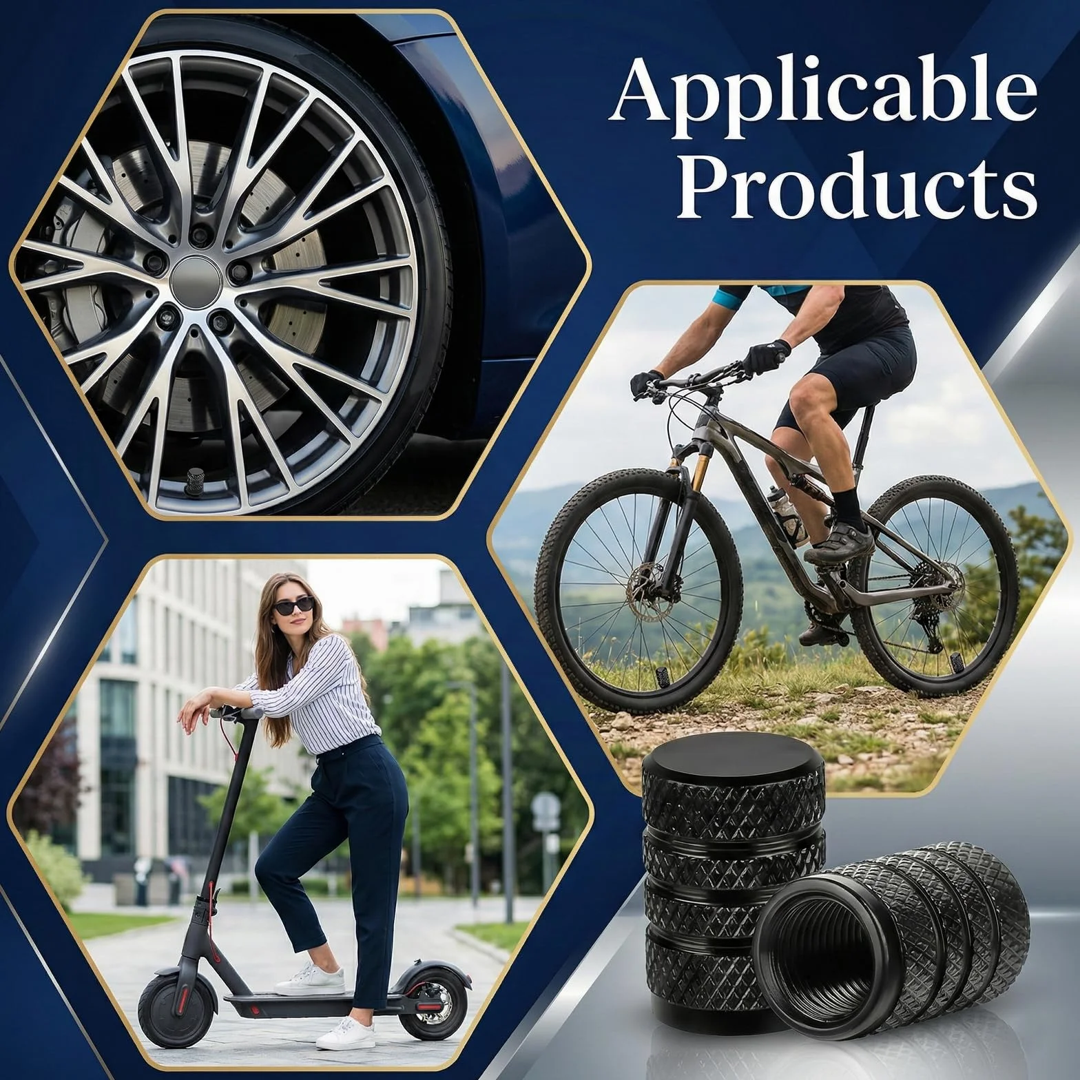 20 sztuk nakładek na wentyle samochodowe, metalowe, aluminiowe, czarne – nakładki na wentyle samochodowe, z antypoślizgowym gwintem, trwała ochrona do samochodu, roweru, motocykla, samochodów