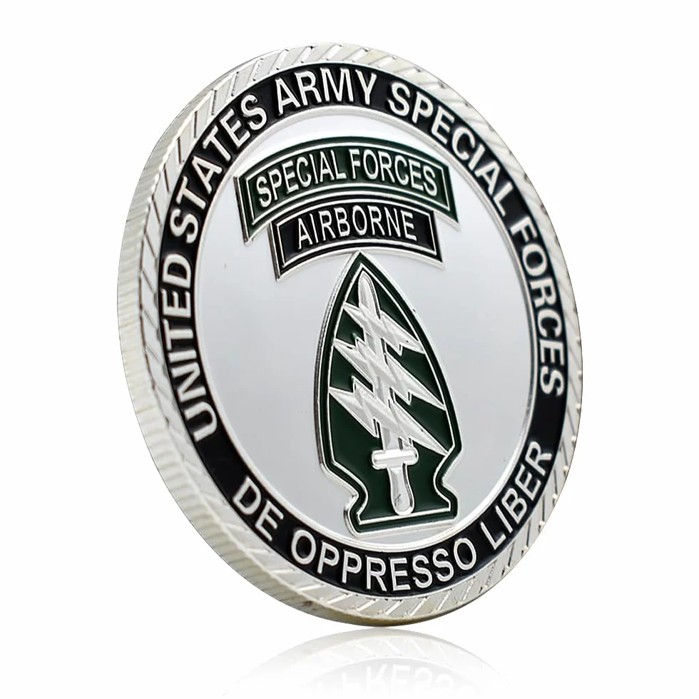 United States Army Special Forces Airborne Challenge Coin 1775 Metalowy medal z plastikowym etui sztuka rzemiosło pamiątka