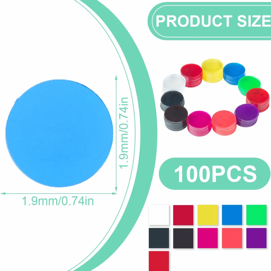 100 sztuk przezroczystych plastikowych żetonów wielokolorowych żetonów do gry