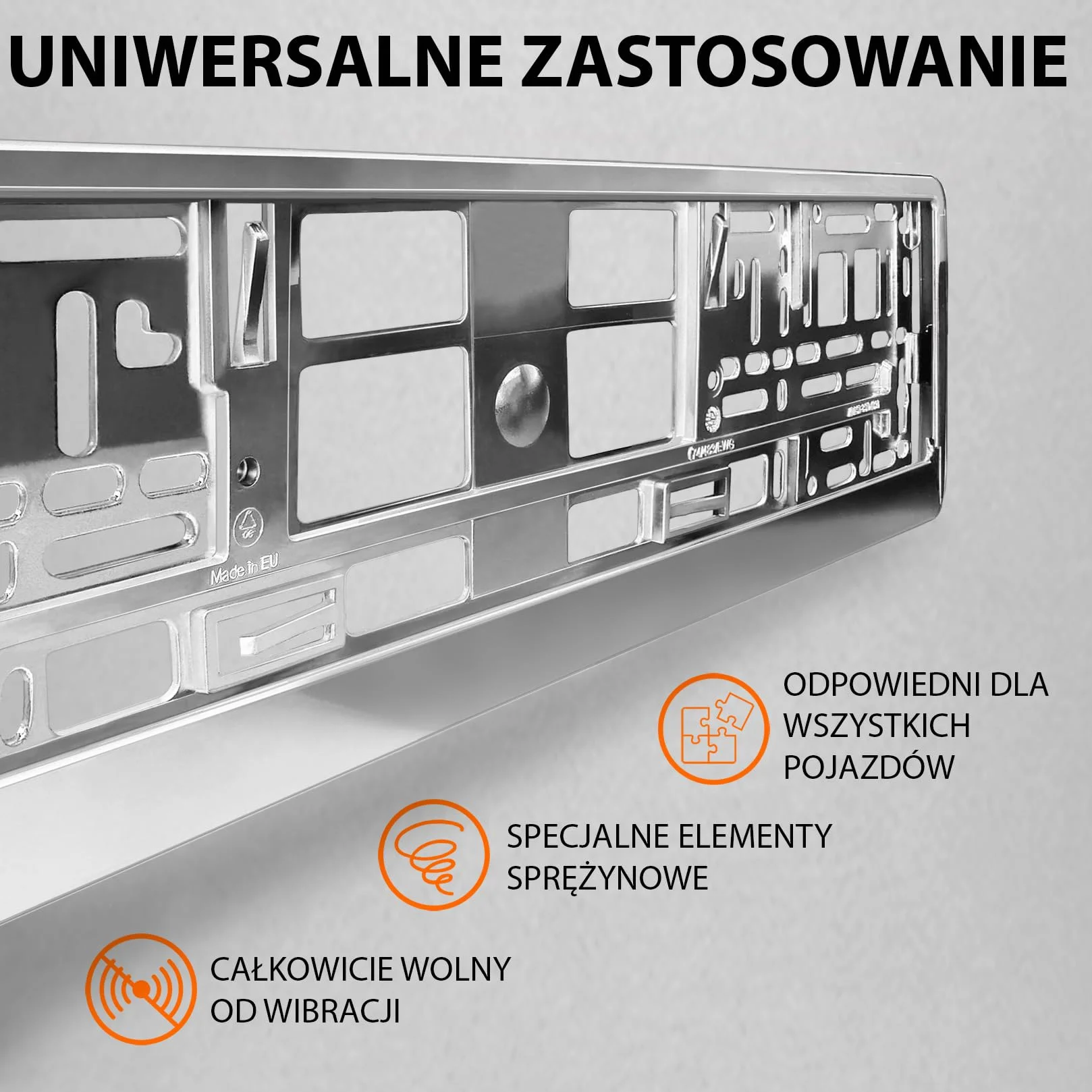 Uchwyt tablicy rejestracyjnej chrom 520x110 mm 2 szt. Ramka do tablic rejestracyjnych PL