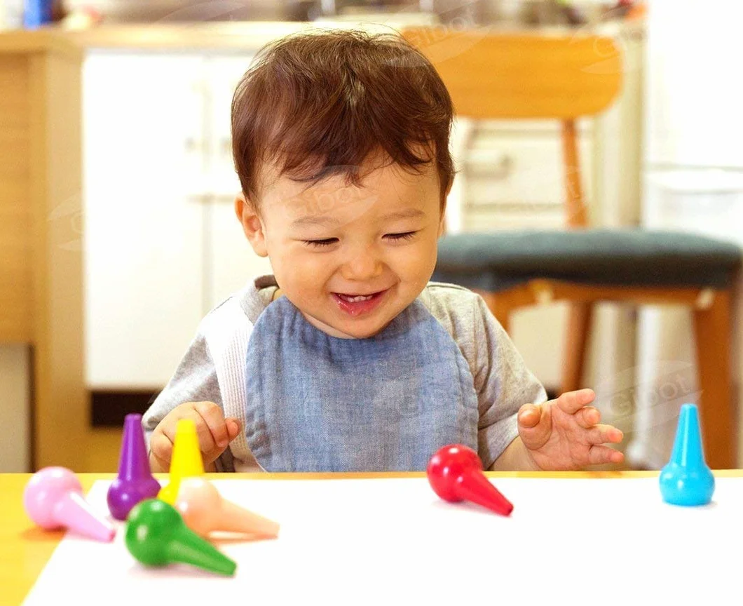 Gibot Toddlers Kredki woskowe, zabawki Montessori, 12 kolorów kredek, zabawki do bezpiecznego układania w stosy, prezenty urodzinowe/bożonarodzeniowe dla dzieci