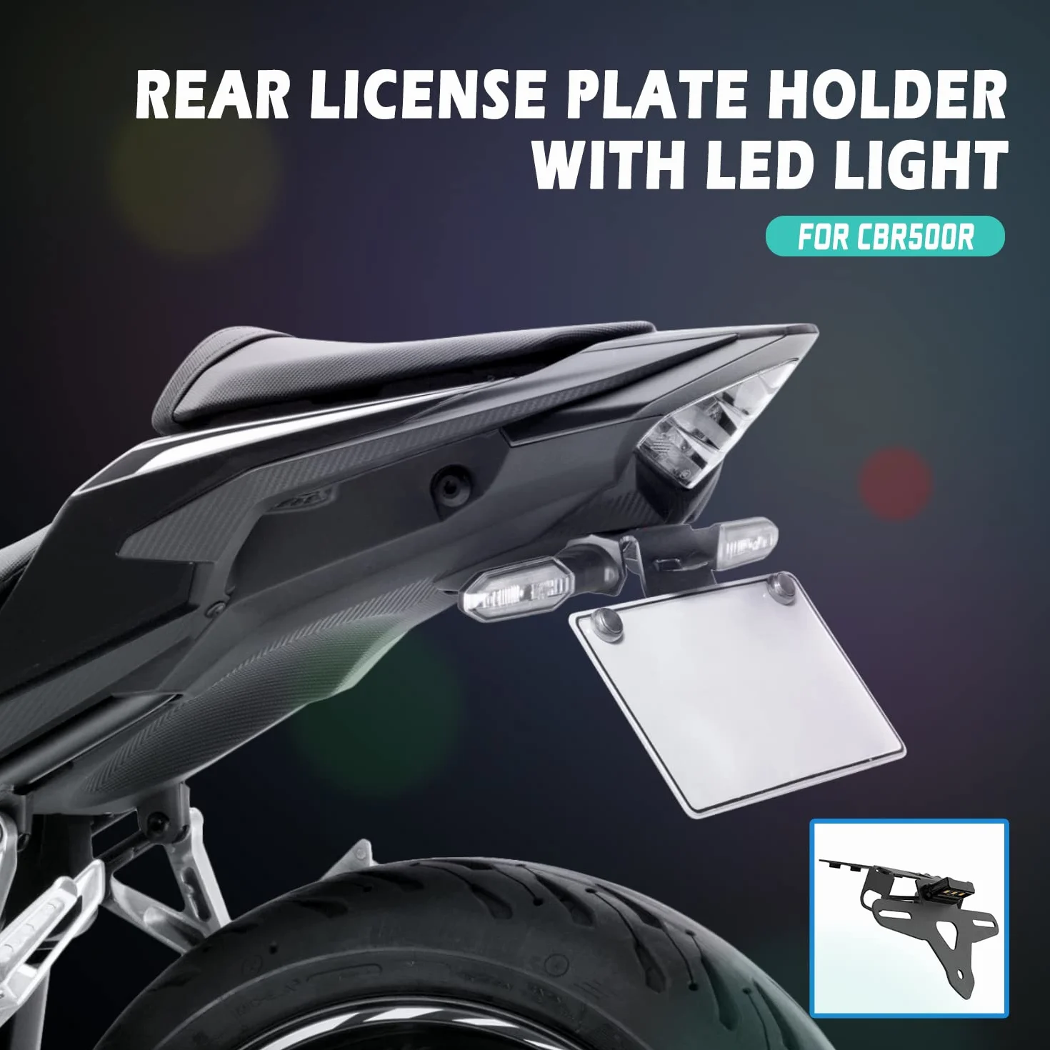 Tylna tablica rejestracyjna motocykla z oświetleniem LED kompatybilna z H-Onda CBR500R CBR 500 R CBR 500R CBR-500-R 2019 2020 2021 2022 2023 Fender Eliminator Zestaw tablicy rejestracyjnej