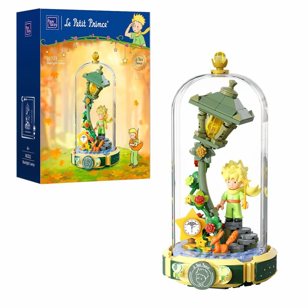 PANTASY Le Petit Prince zestaw klocków Lampa Gwiezdna - Kreatywny model DIY z minifigurką i przezroczystą osłoną ochronną. Idealny prezent dla dorosłych i dzieci. Premium klocki do dekoracji domu