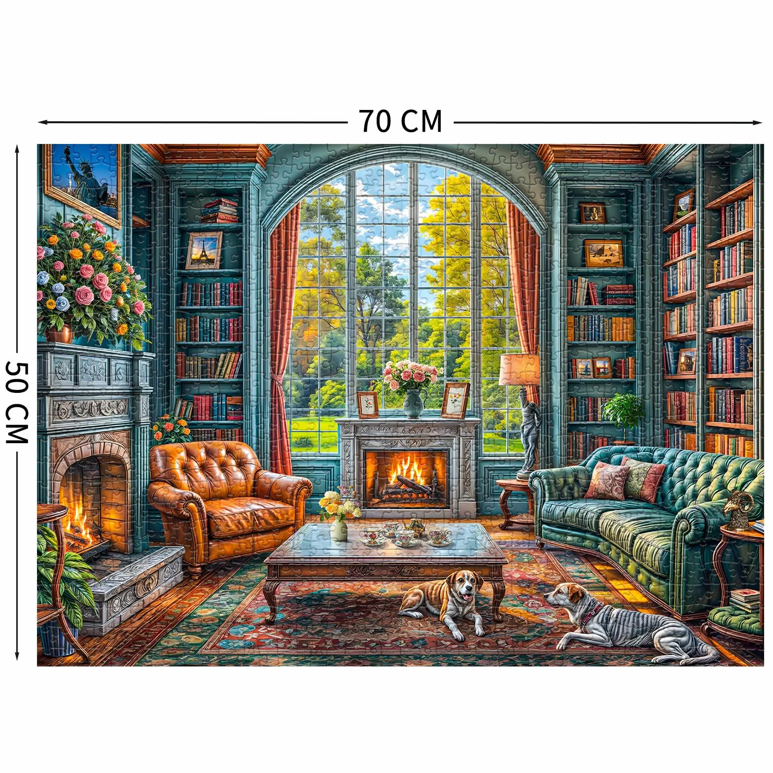 Puzzle 1000 elementów dla dorosłych i dzieci, Niemożliwa Gra, Układanka jako Prezent, Sprytne Zagadki, Kolorowa Układanka, Puzzle z Motywem Ciepłego Gabinetu