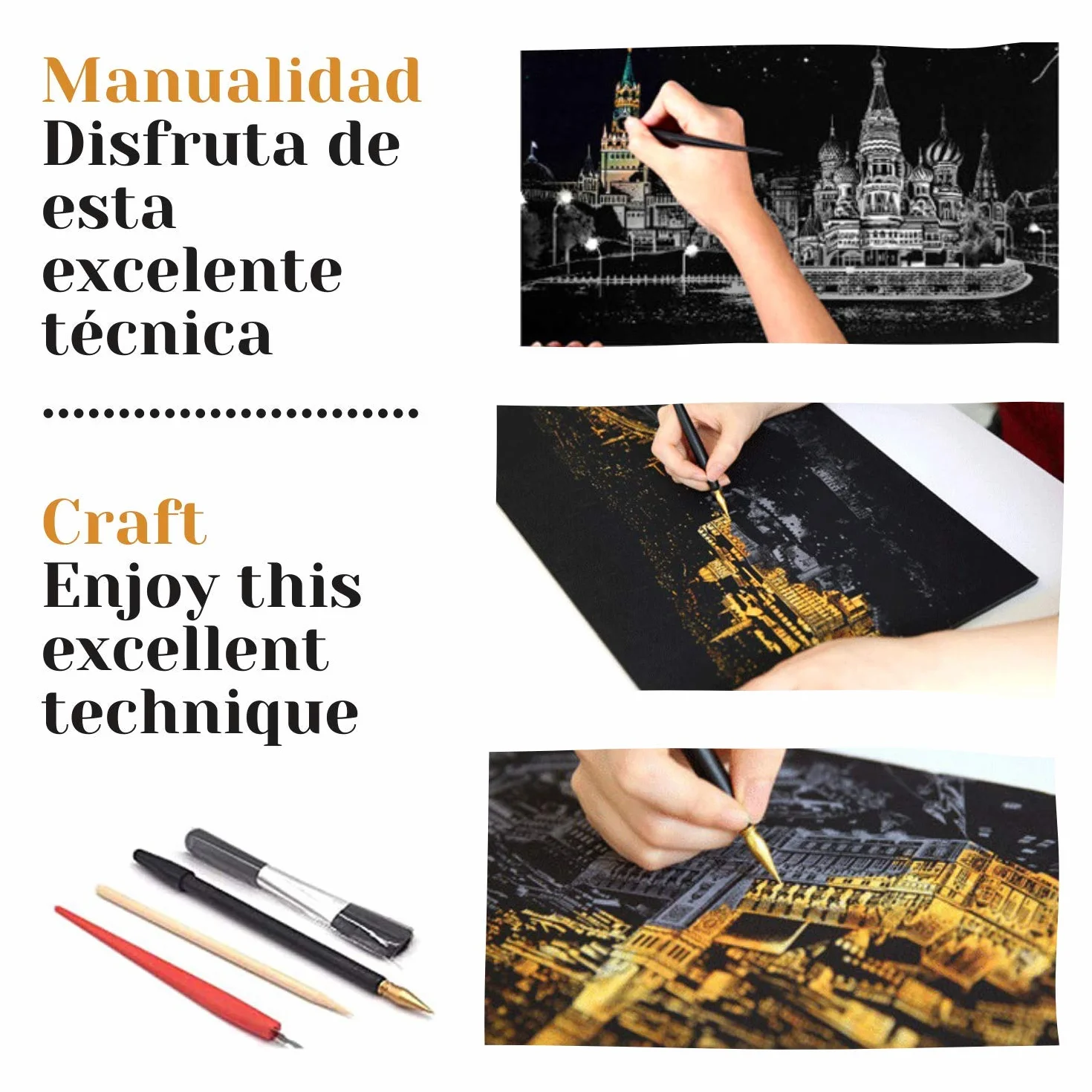 Nacnic Arkusze do zdrapywania. DIY sztuka i rzemiosło dla dorosłych i dzieci, papier do zdrapywania z kolorowymi tłami do rysowania. Paryż, Londyn, Las Vegas i Nowy Jork. 40,5 x 28,5 cm, zestaw 4