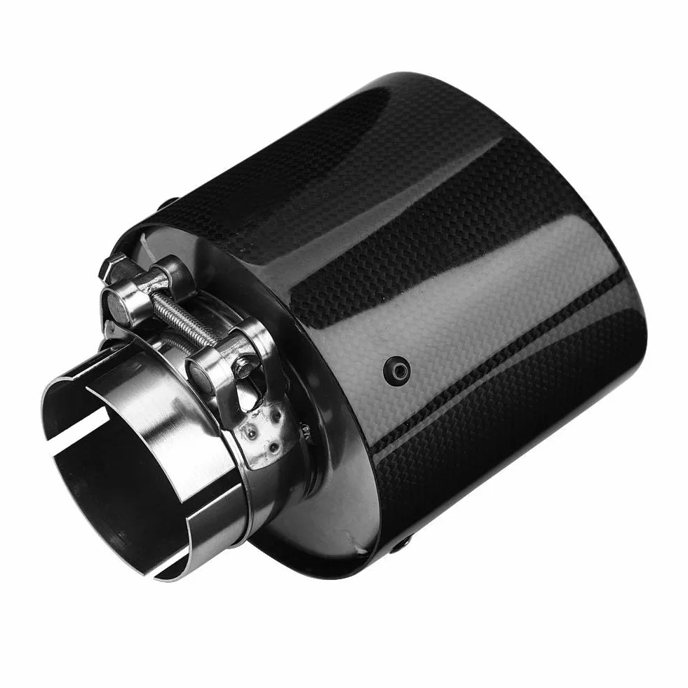 Qiilu Końcówka rury wydechowej uniwersalna 63-114 mm włókno węglowe
