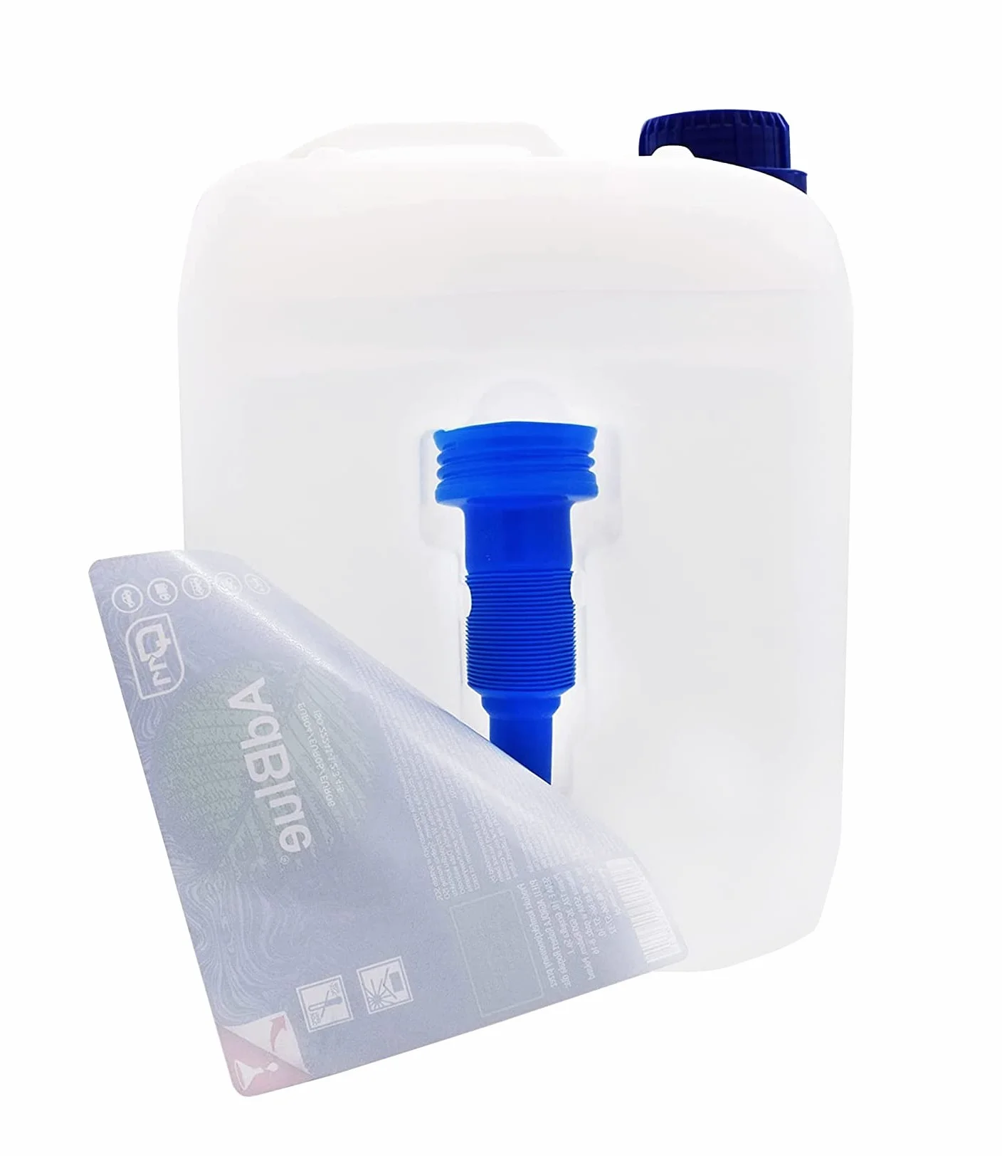 20 l 2 x AGROLA AdBlue® wraz z wężem do napełniania 10 l + ściereczka z mikrofibry niebieska – do samochodów diesla takich jak BMW, VW i Audi